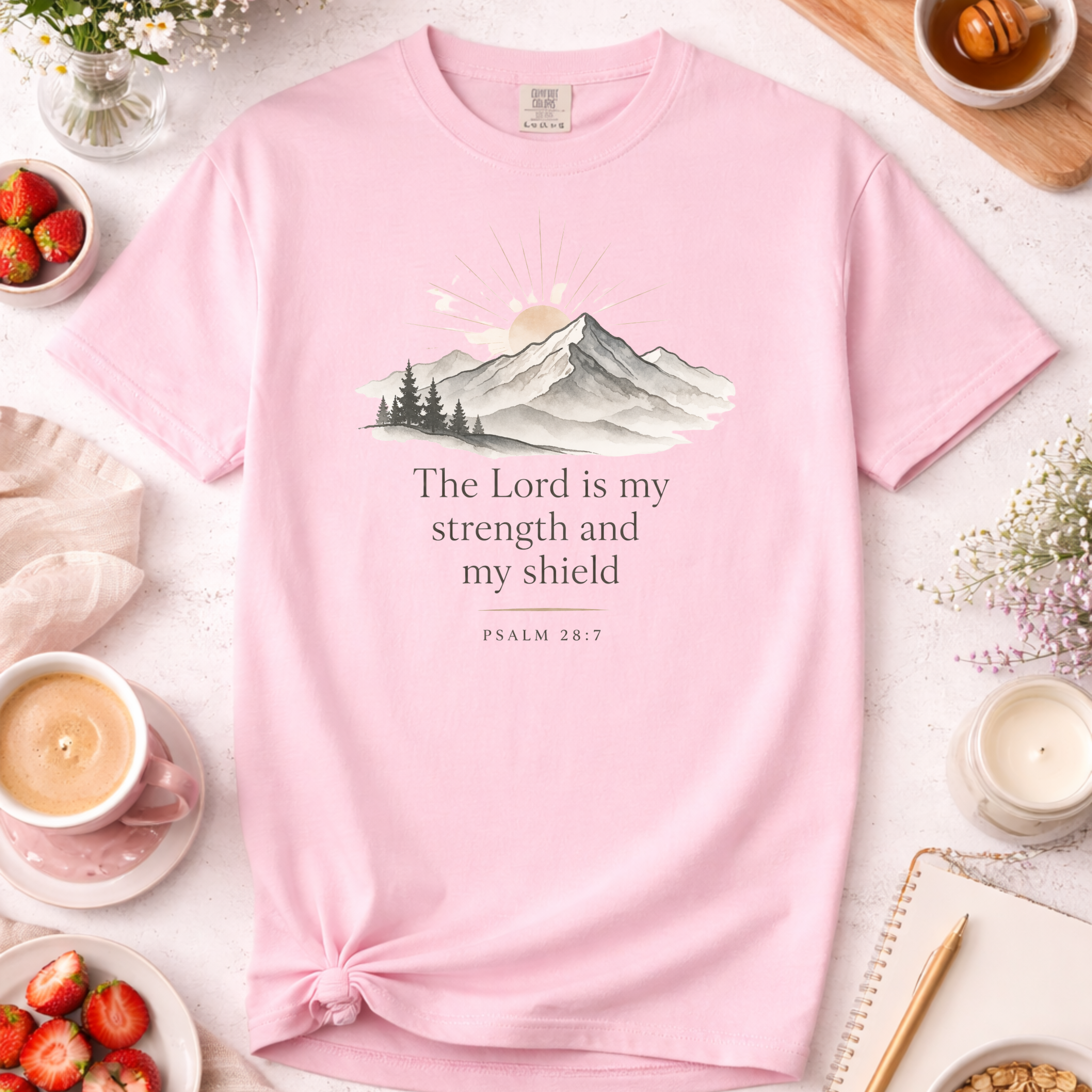 Christian T-Shirt — "The Lord Is My Strength and My Shield" Inspirational Faith Tee