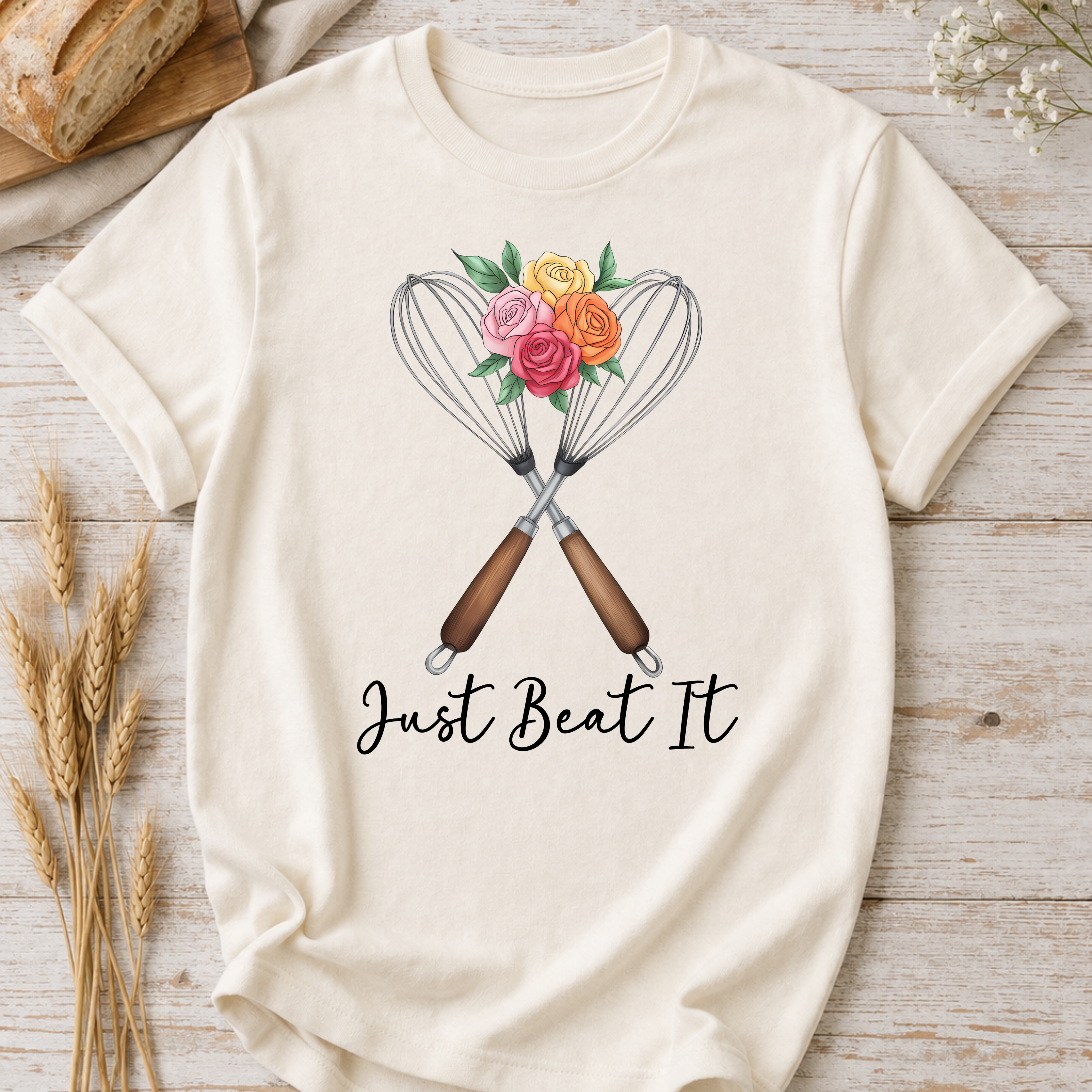 Just Beat It Baking Whisk T-Shirt — Funny Baking Humor Tee
