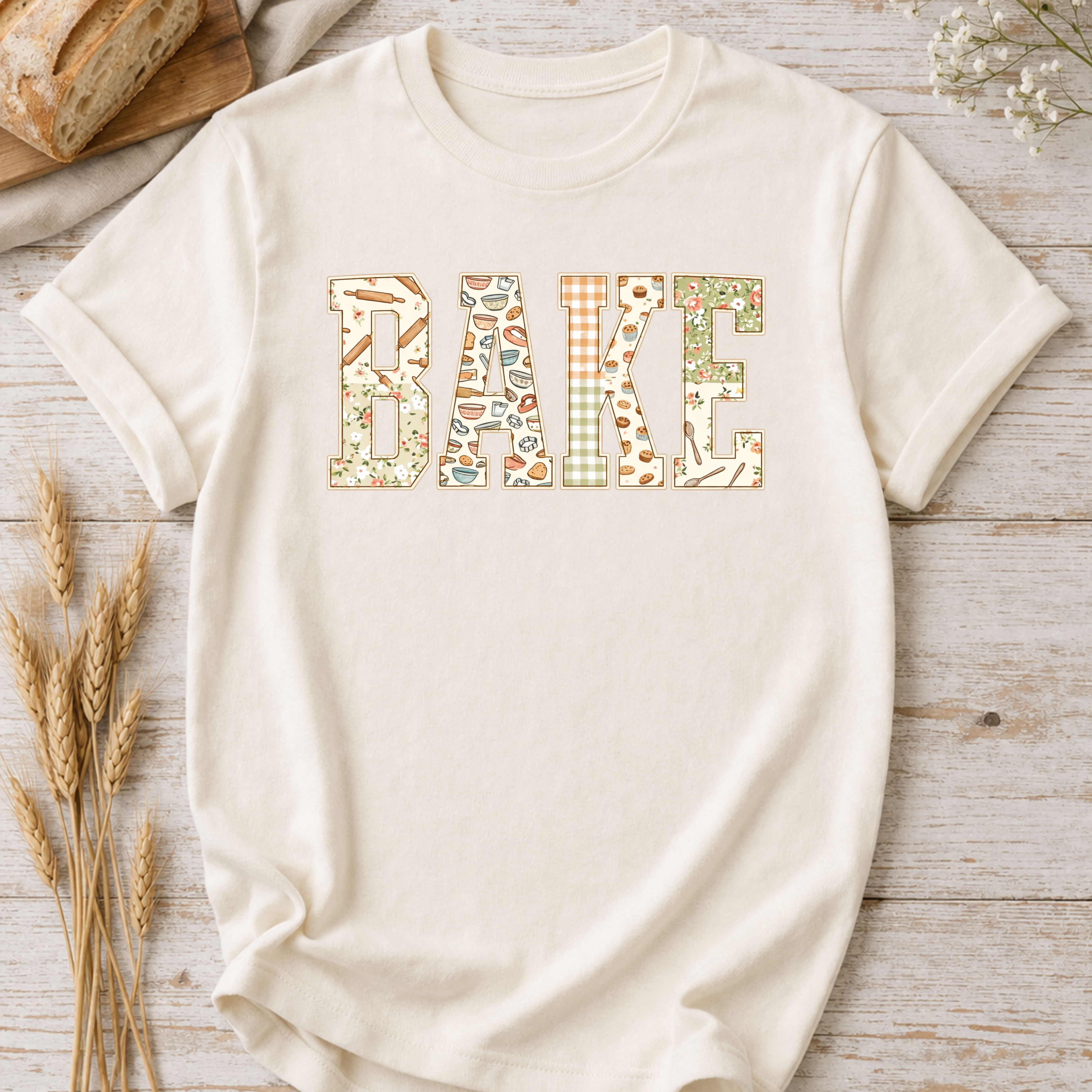 Faux Quilted Bake Pattern T-Shirt