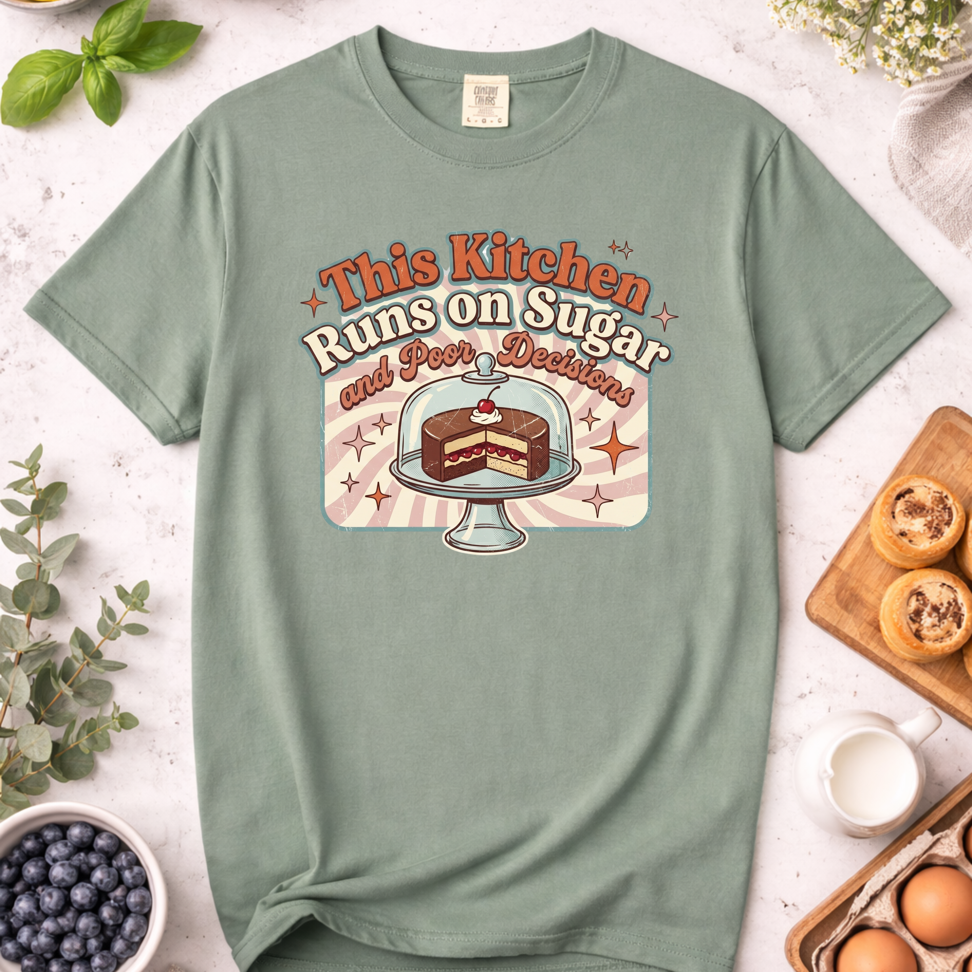 Retro This Kitchen Runs on Sugar and Poor Decisions T-Shirt