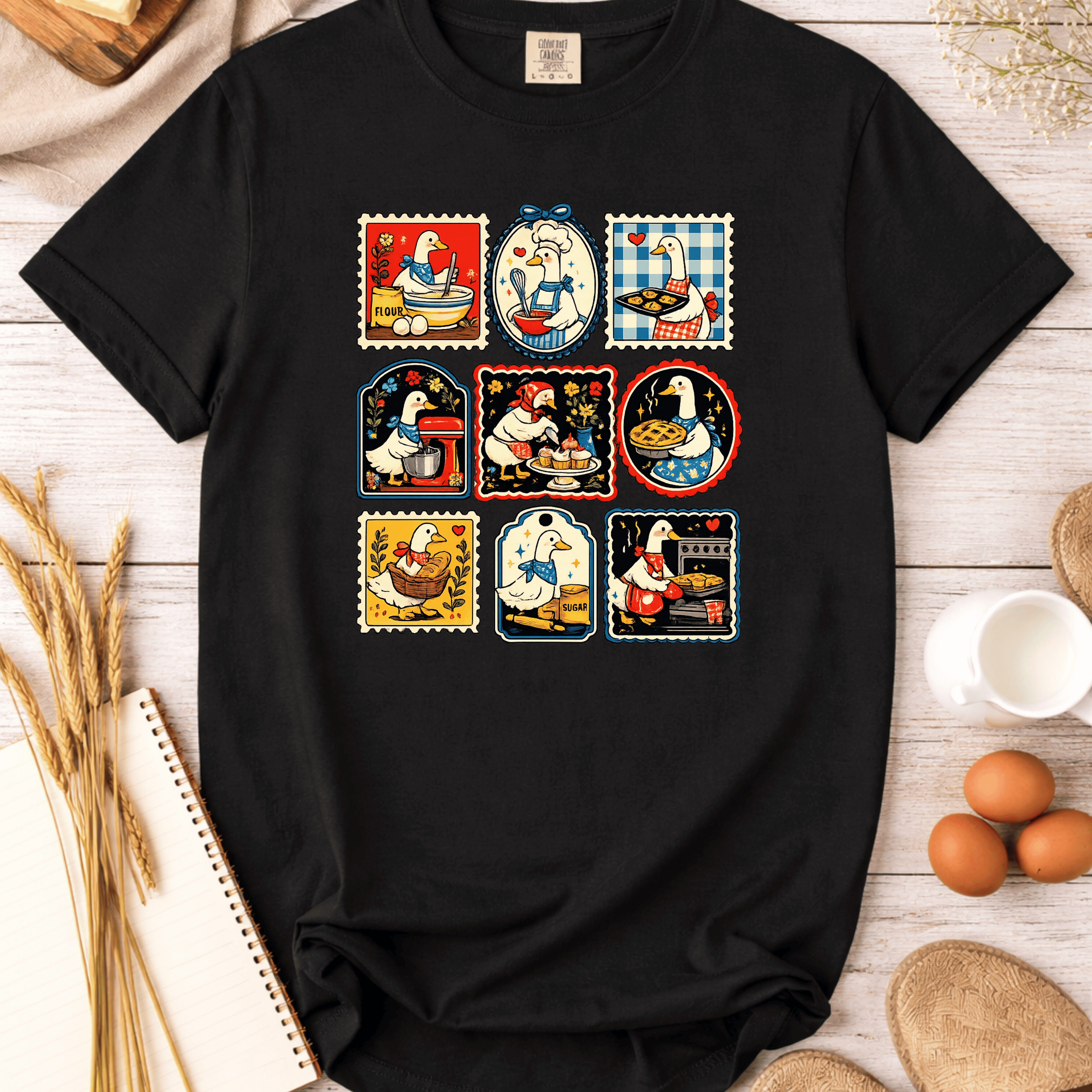 Vibrant Silly Goose Baking Stamps T-Shirt