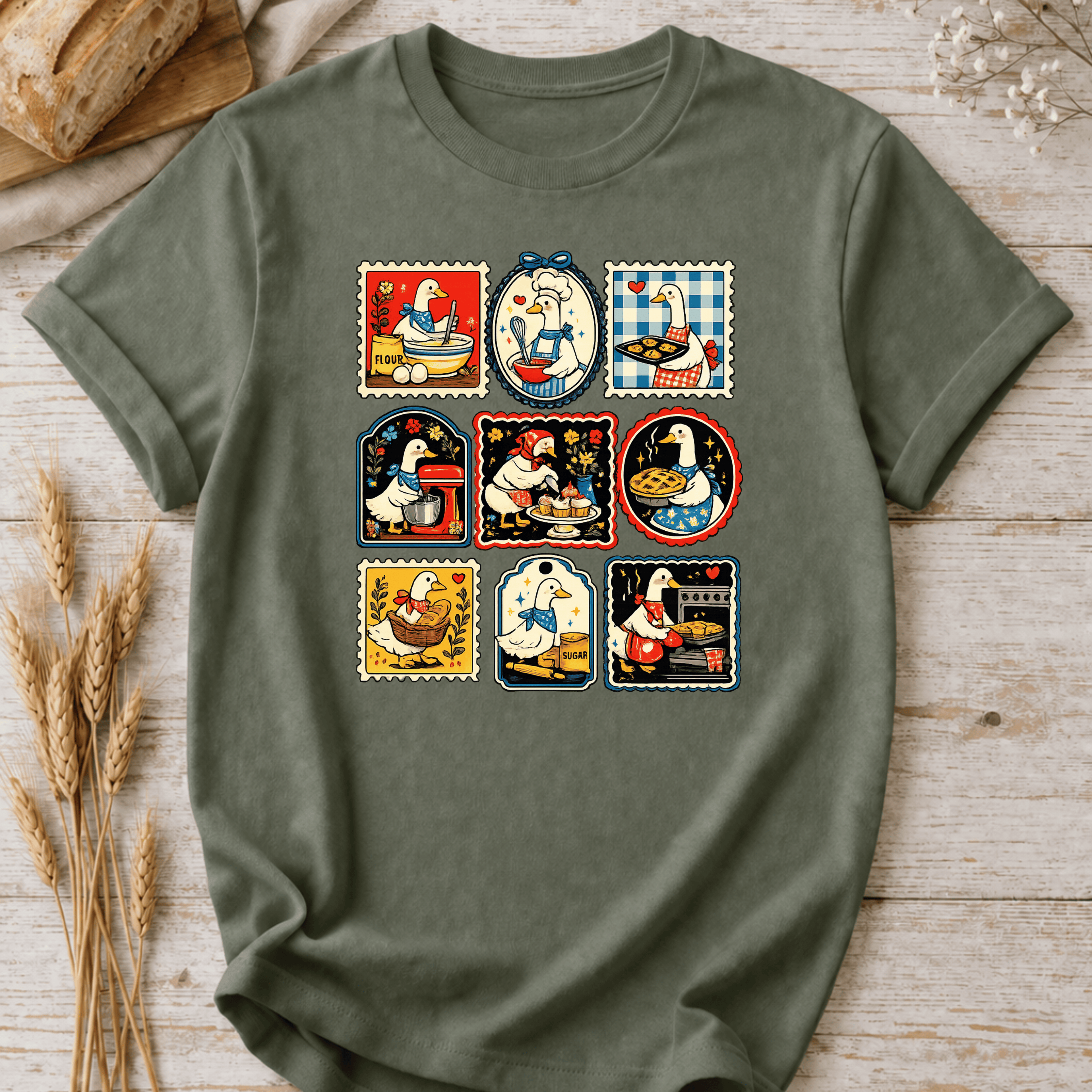 Vibrant Silly Goose Baking Stamps T-Shirt