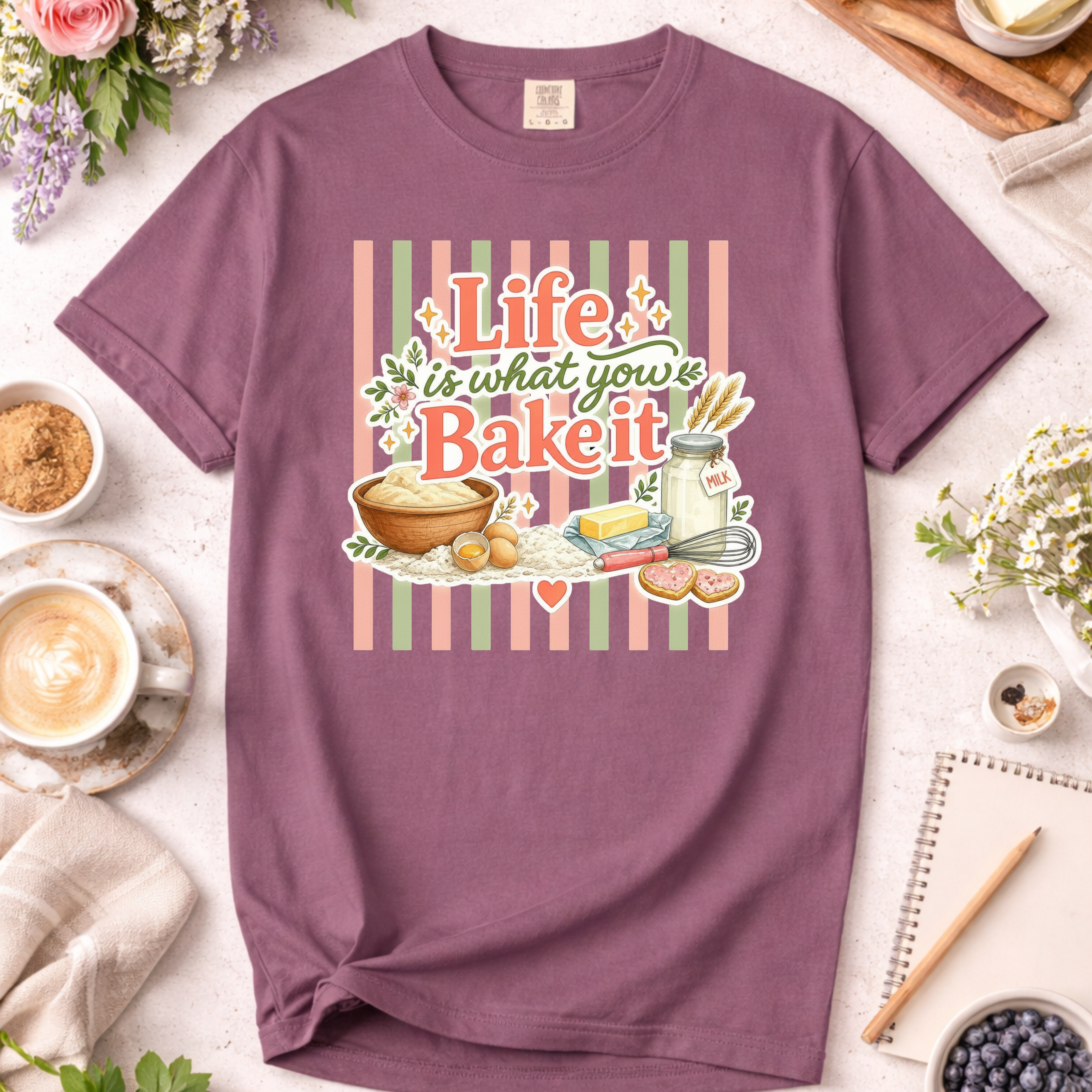 Life Is What You Bake It Stripes T-Shirt