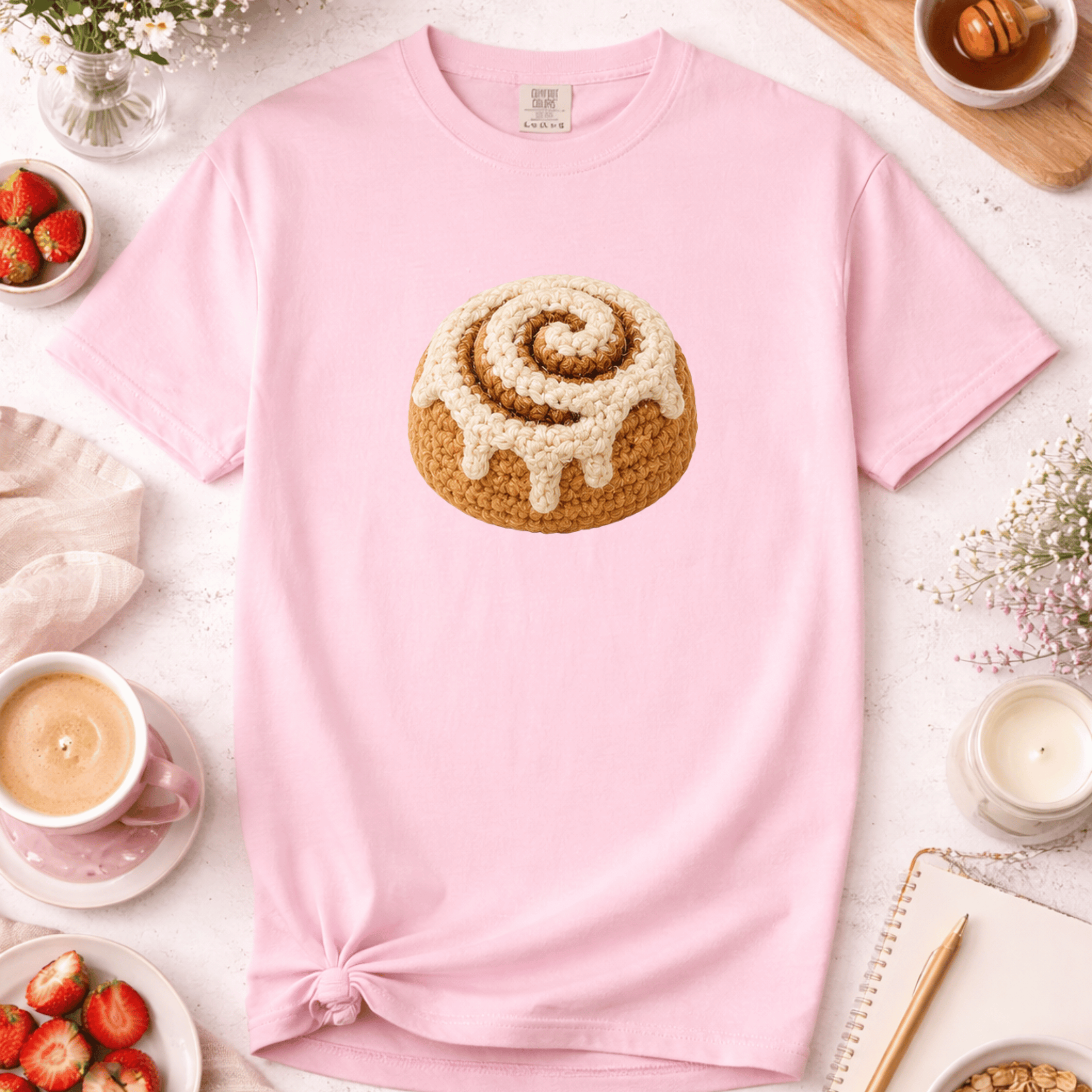 Crochet Cinnamon Roll T-Shirt