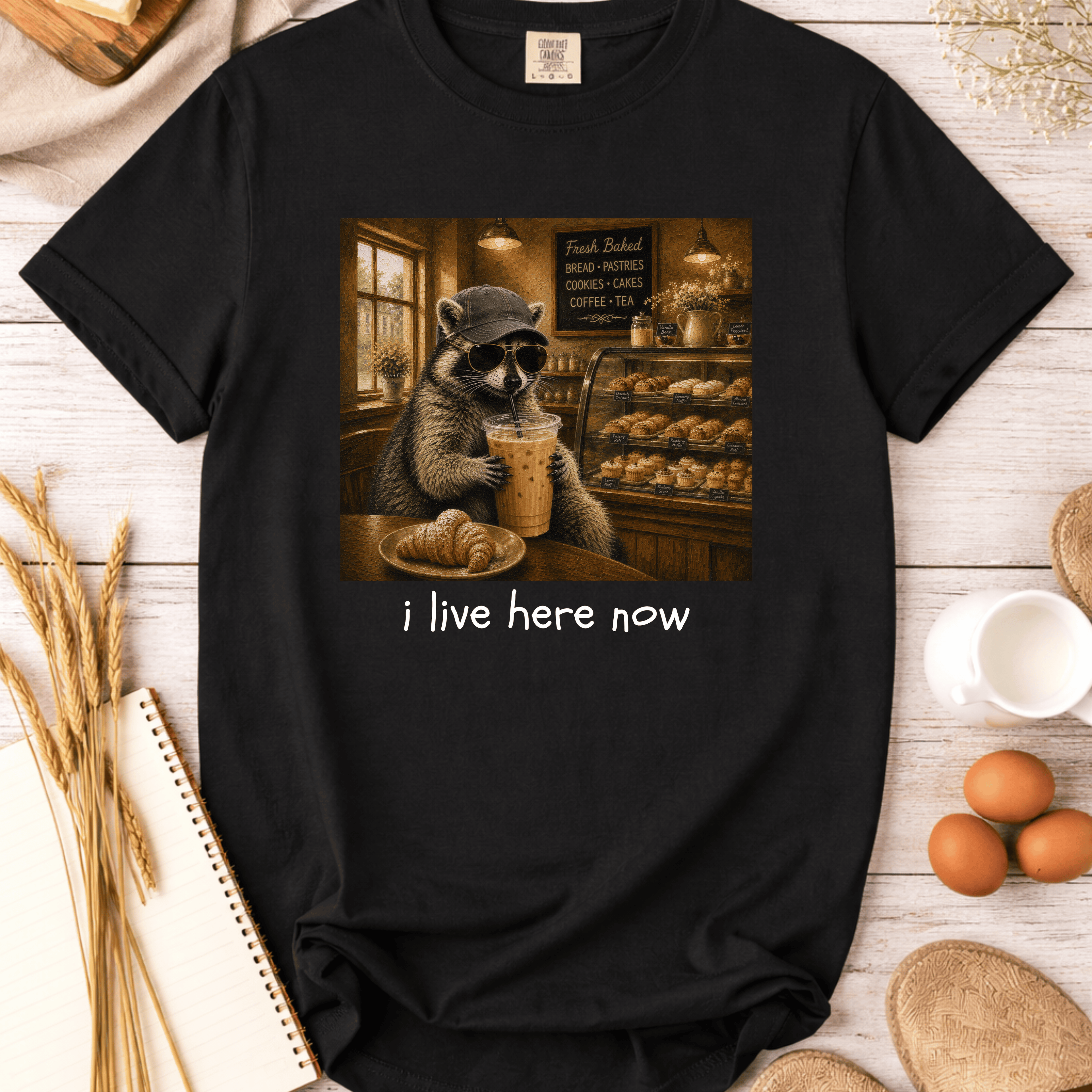 I Live In The Bakery Racoon T-Shirt