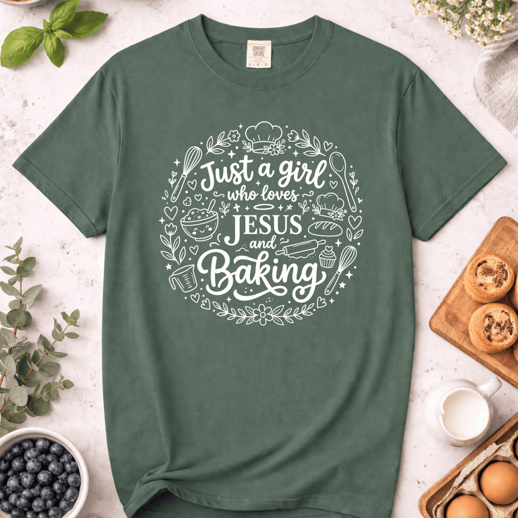 Just a Girl Who Loves Jesus and Baking Doodle T-Shirt