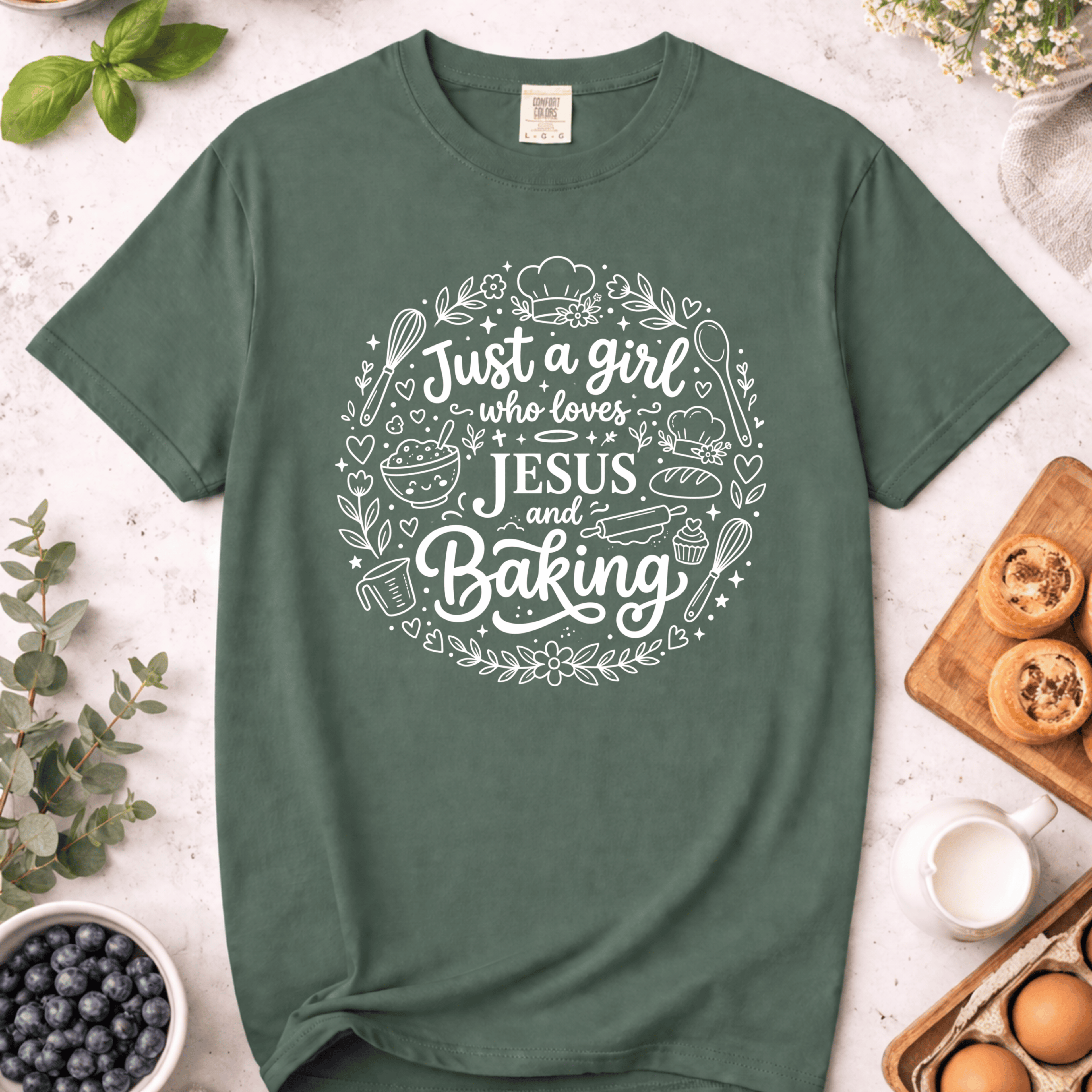 Just a Girl Who Loves Jesus and Baking Doodle T-Shirt