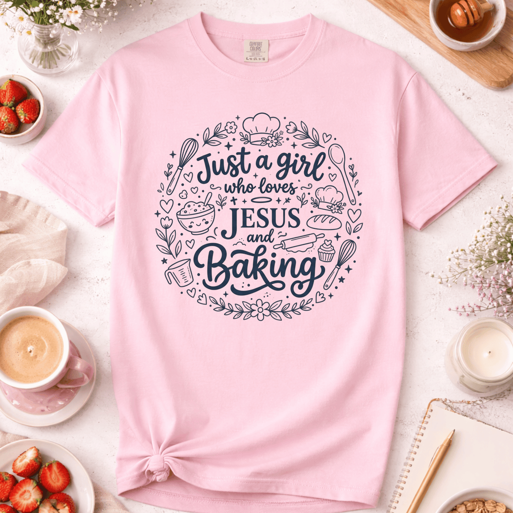 Just a Girl Who Loves Jesus and Baking Doodle T-Shirt