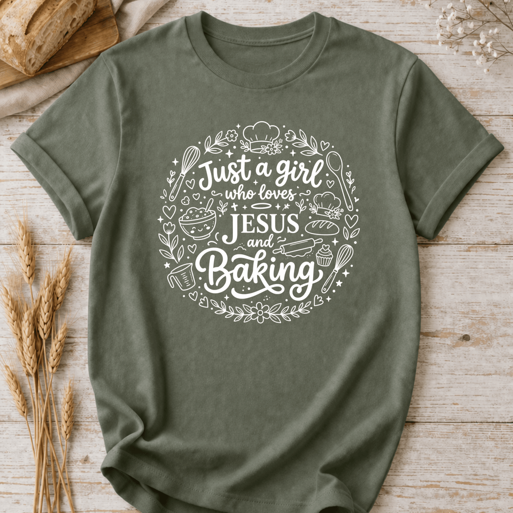 Just a Girl Who Loves Jesus and Baking Doodle T-Shirt