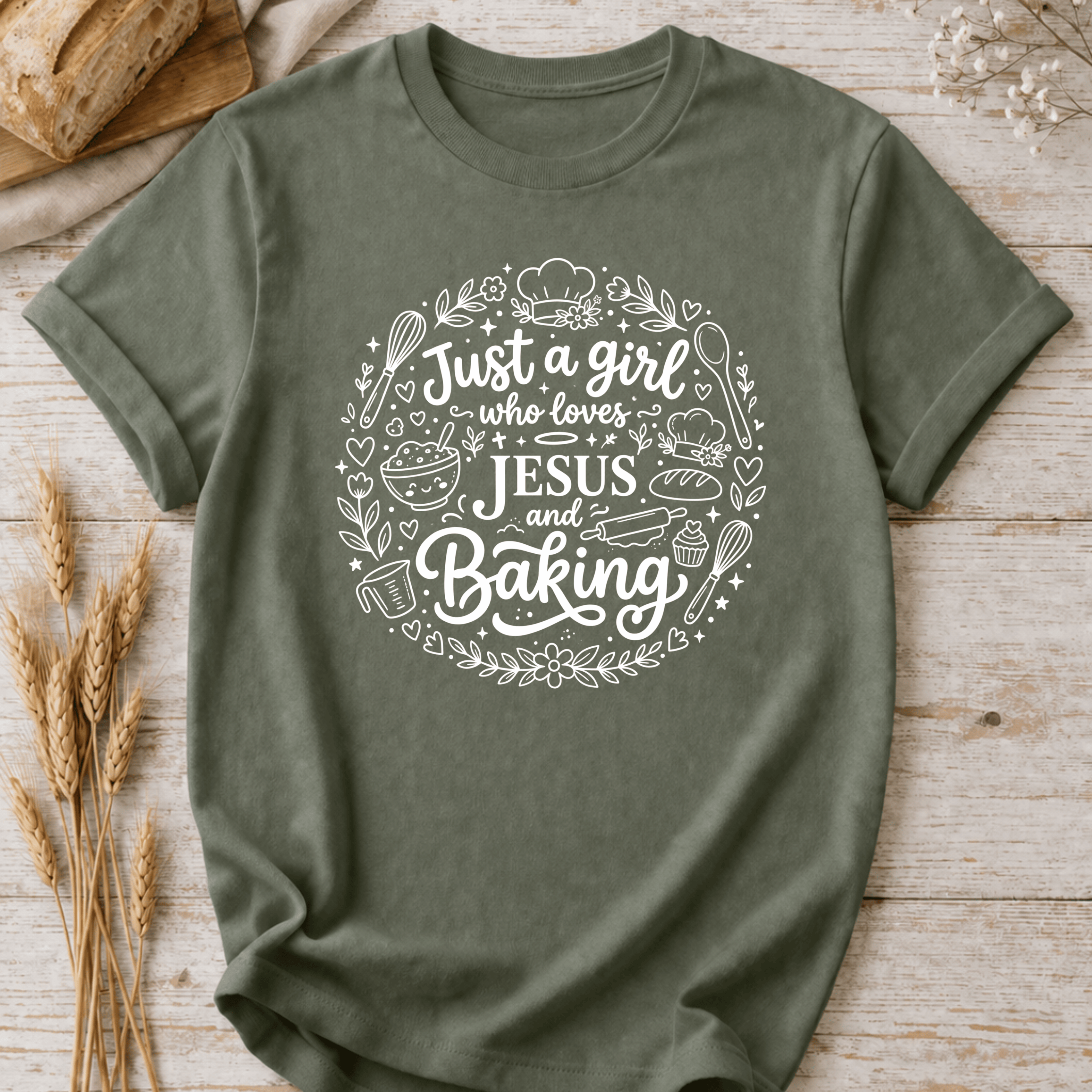 Just a Girl Who Loves Jesus and Baking Doodle T-Shirt
