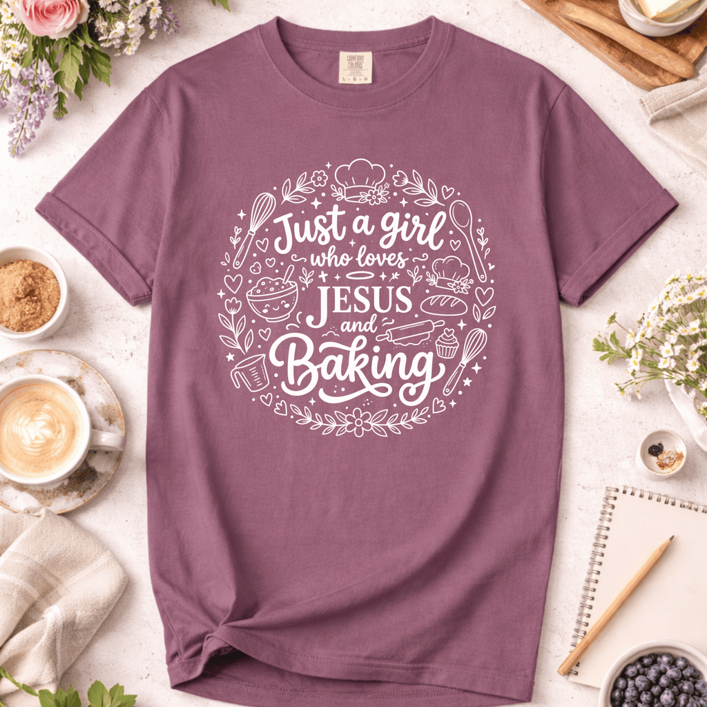 Just a Girl Who Loves Jesus and Baking Doodle T-Shirt