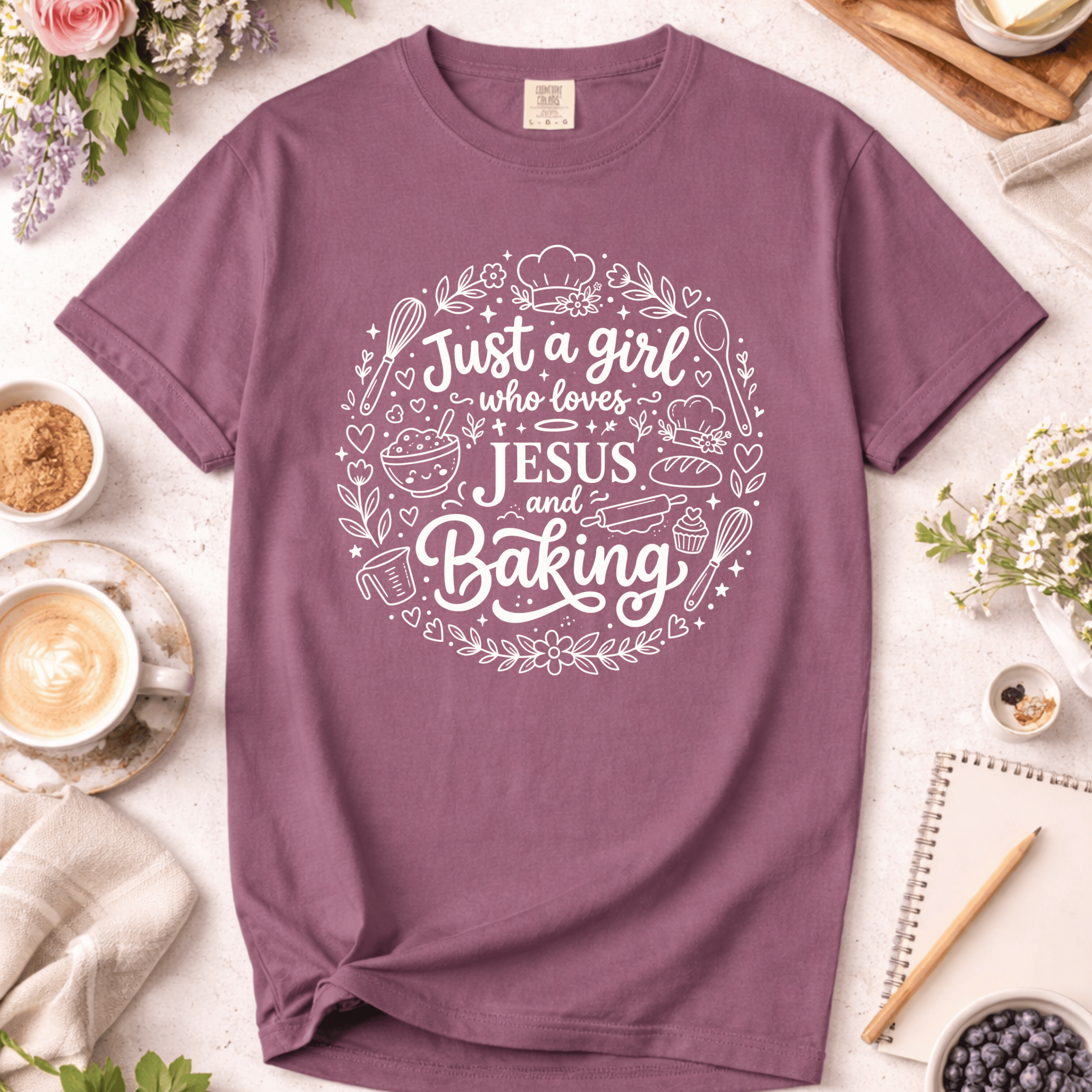 Just a Girl Who Loves Jesus and Baking Doodle T-Shirt