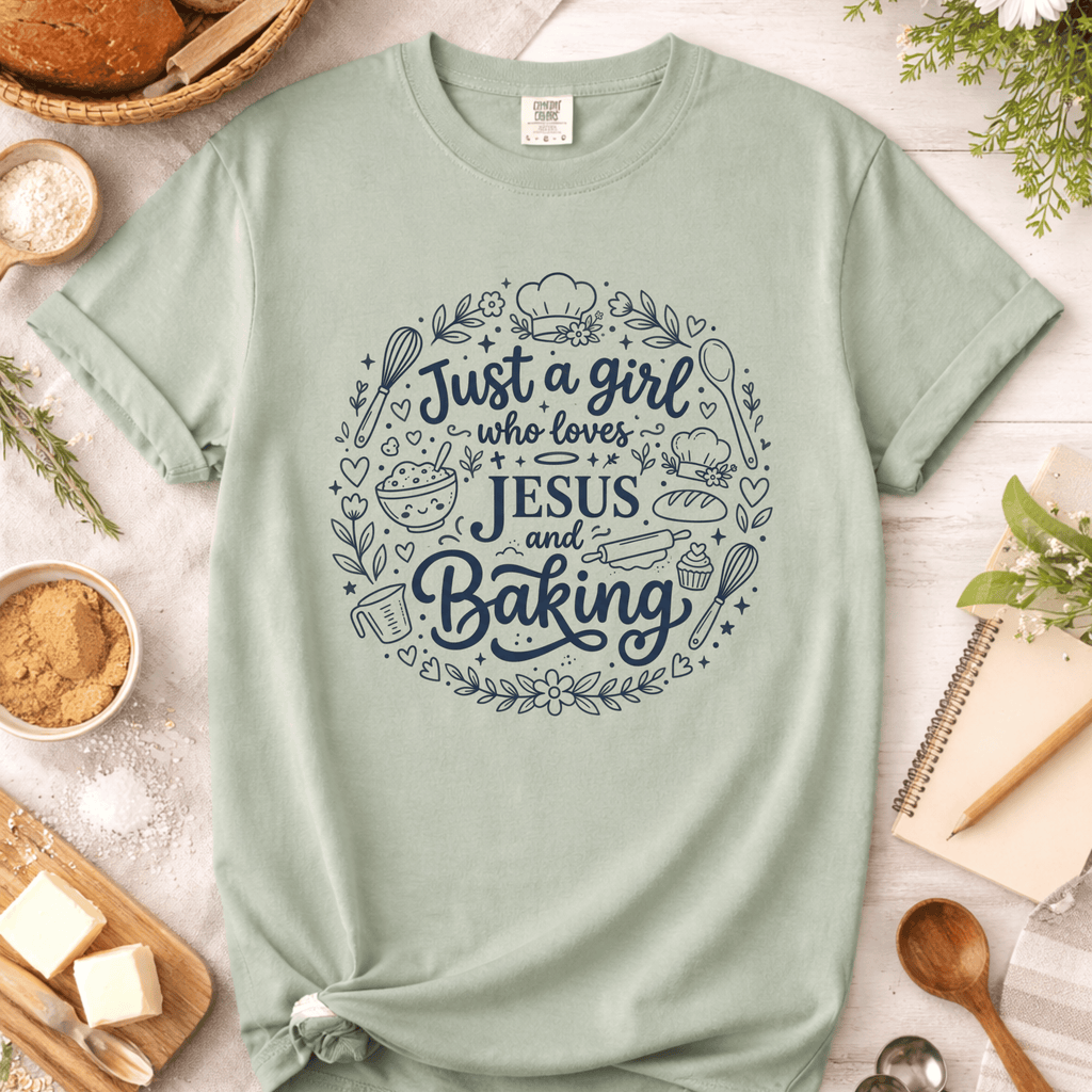 Just a Girl Who Loves Jesus and Baking Doodle T-Shirt