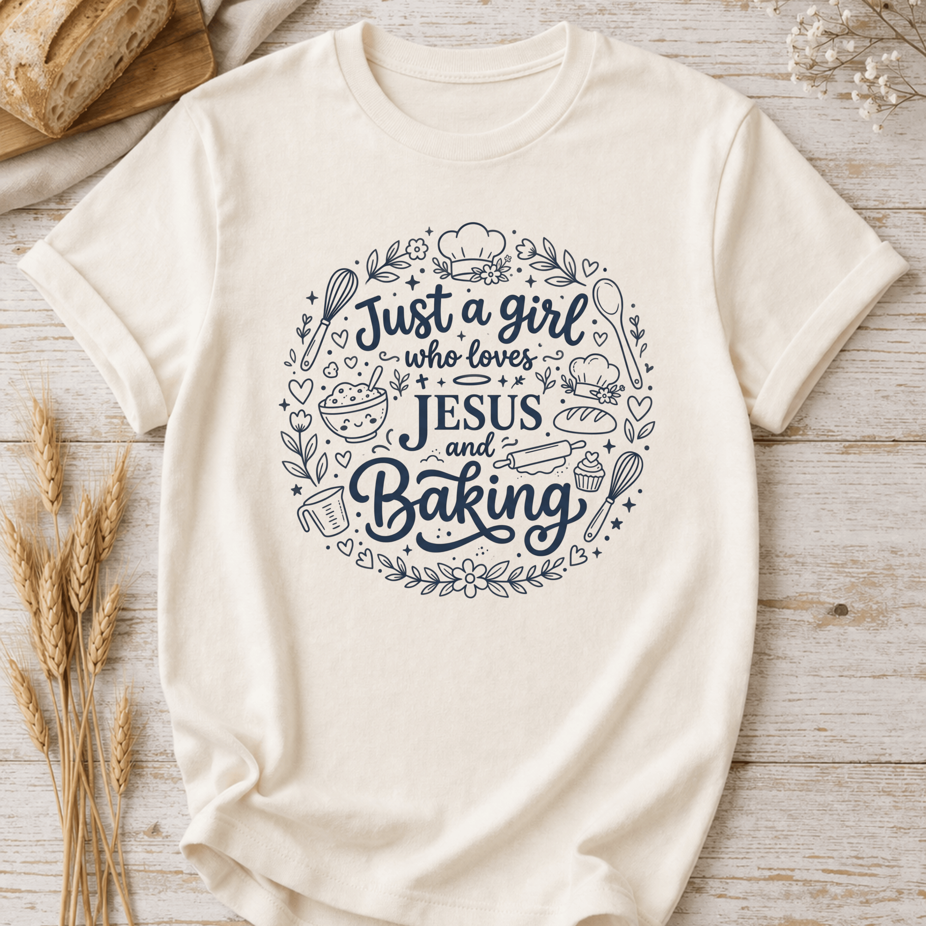 Just a Girl Who Loves Jesus and Baking Doodle T-Shirt