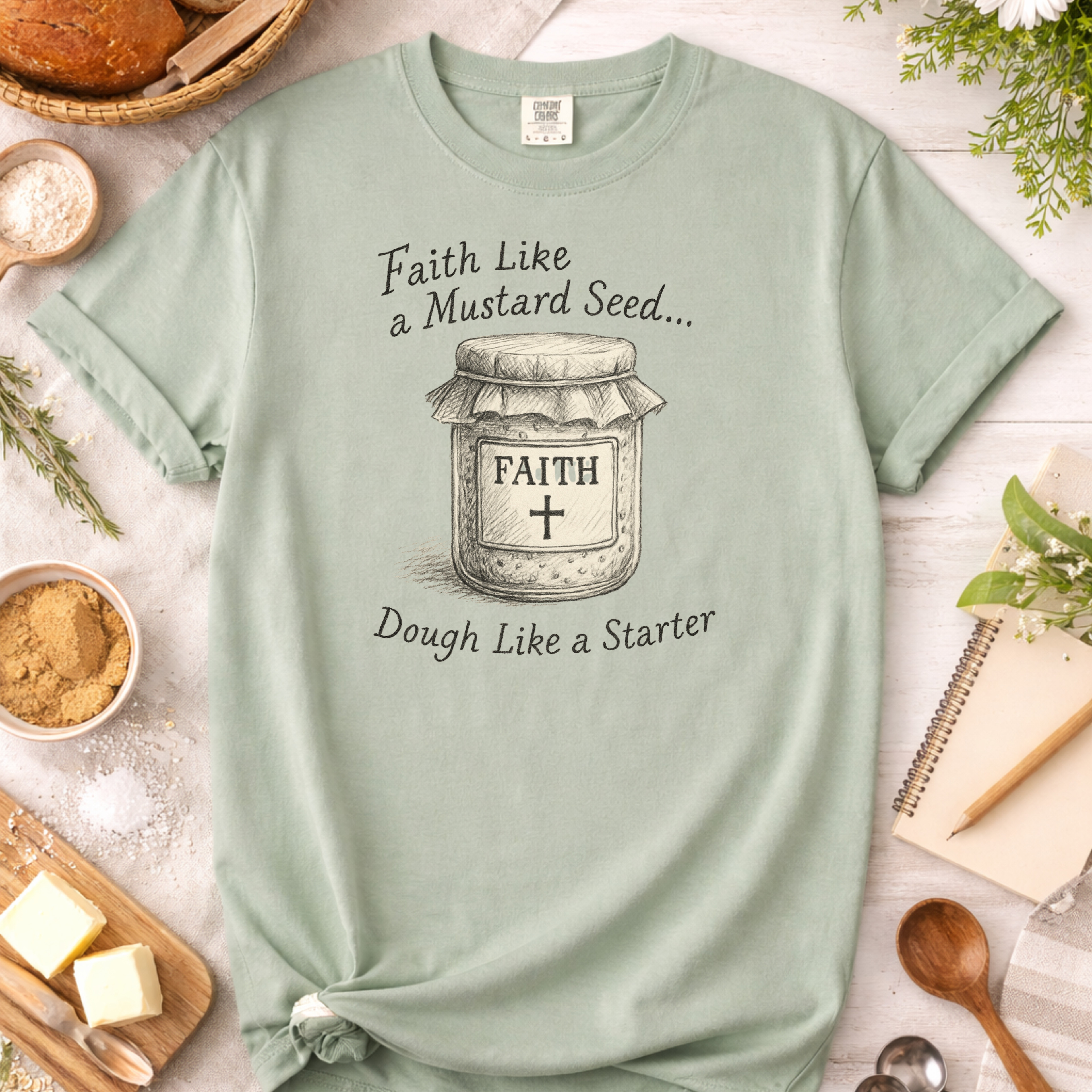 Faith Like a Mustard Seed, Dough Like a Starter Sourdough Christian T-Shirt