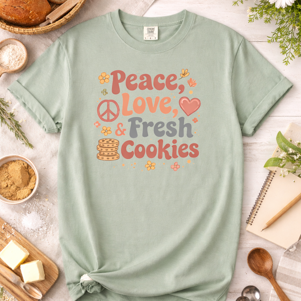 Peace, Love, and Fresh Cookies Baking T-shirt