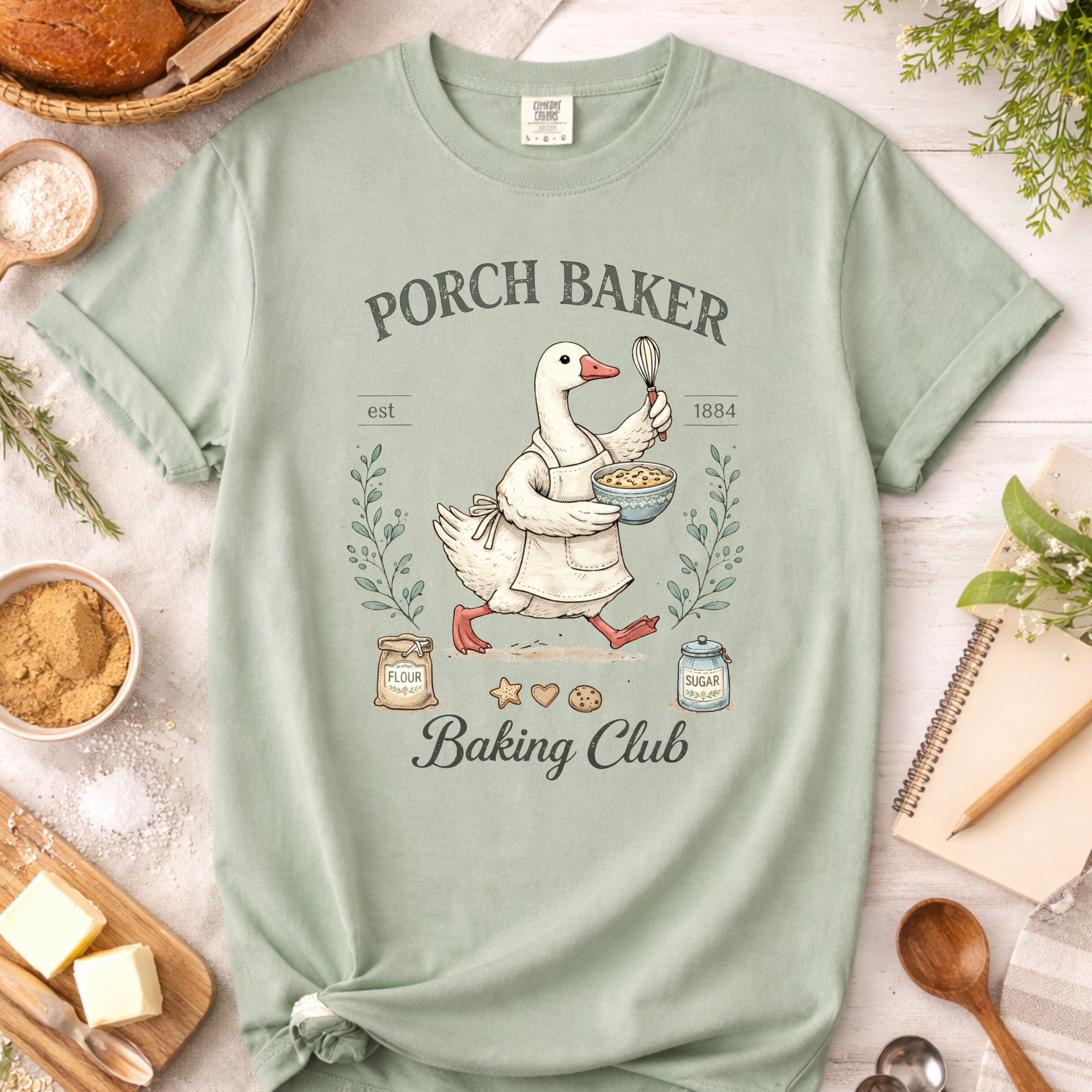 Porch Baker Goose Baking Club T-Shirt — Funny Baking Shirt