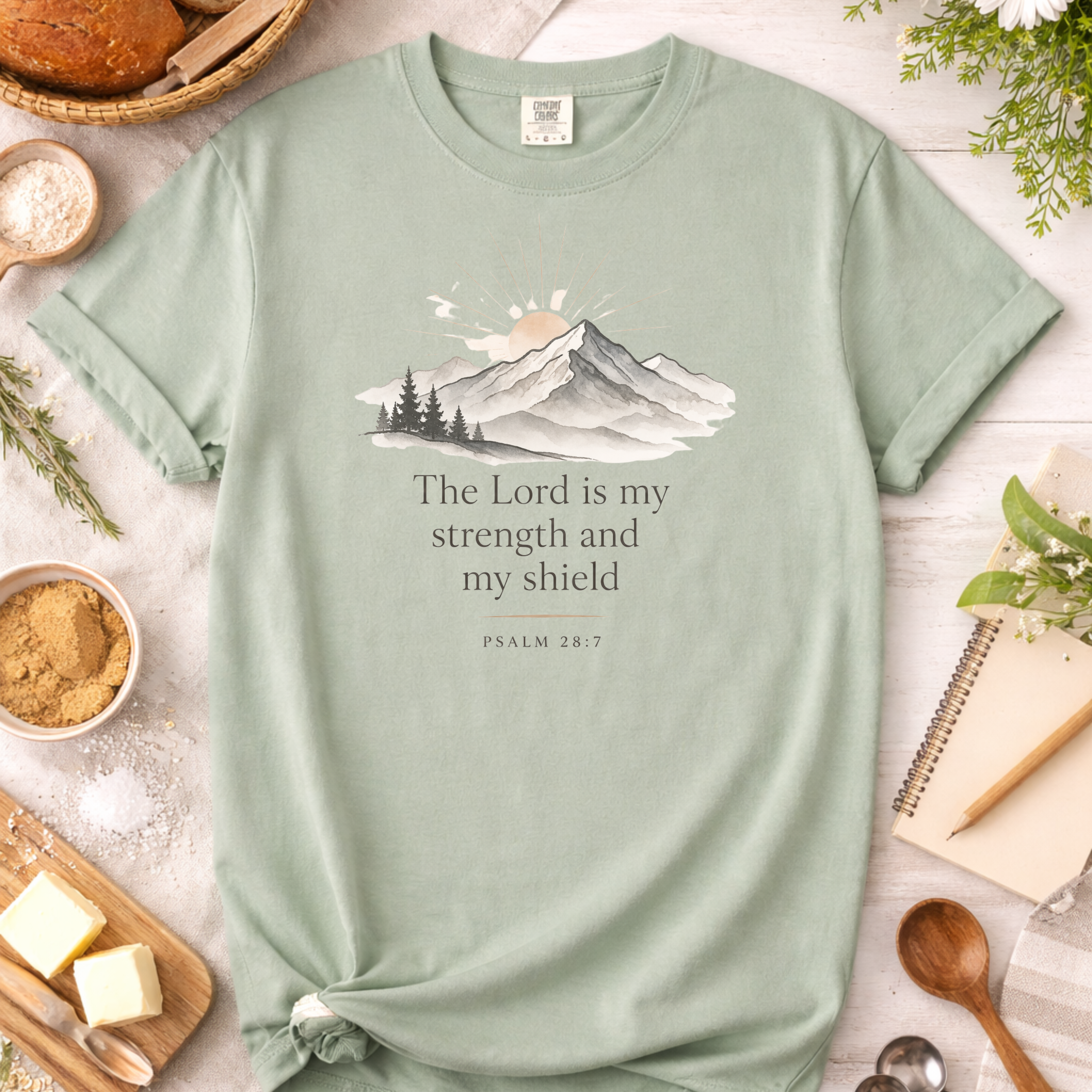 Christian T-Shirt — "The Lord Is My Strength and My Shield" Inspirational Faith Tee