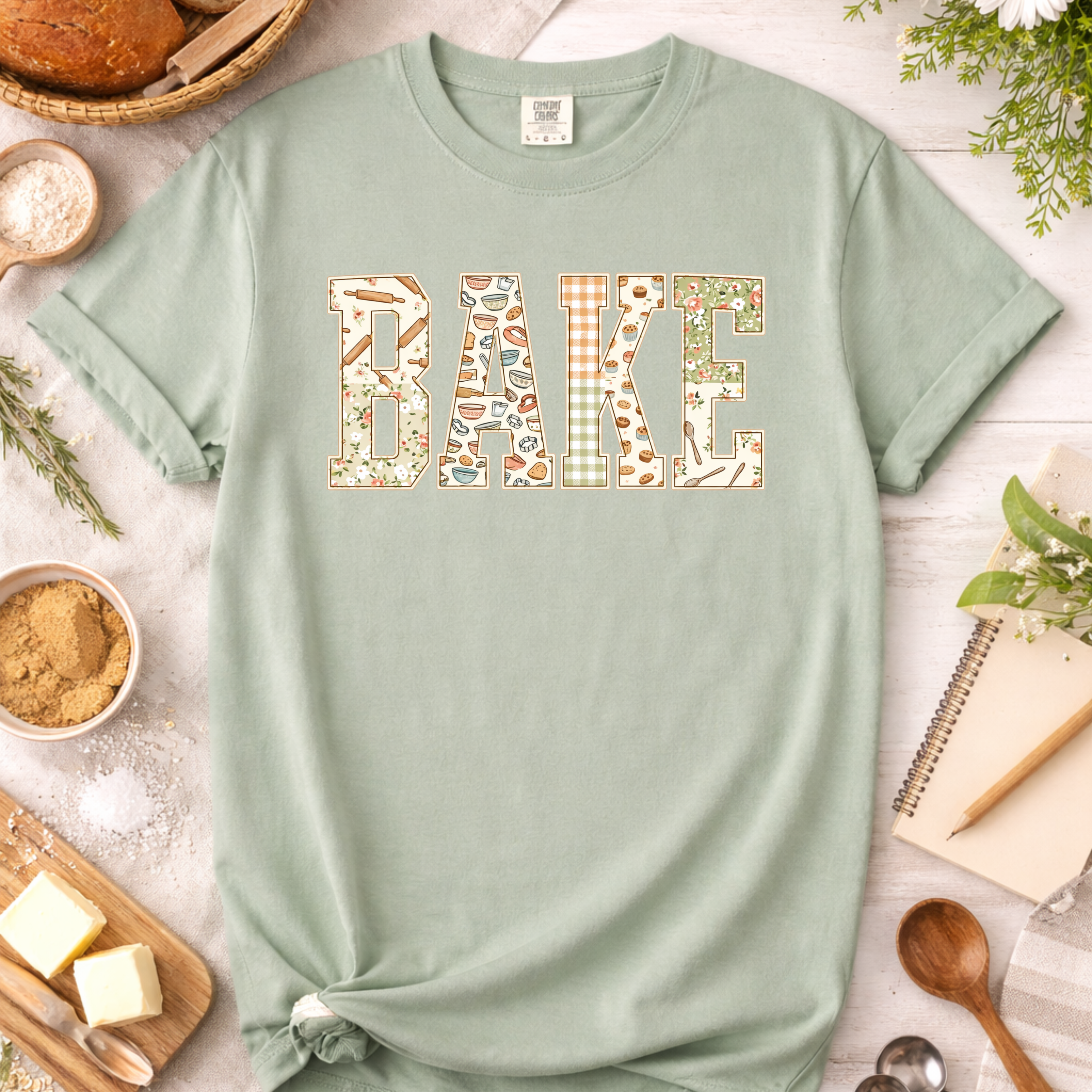 Faux Quilted Bake Pattern T-Shirt
