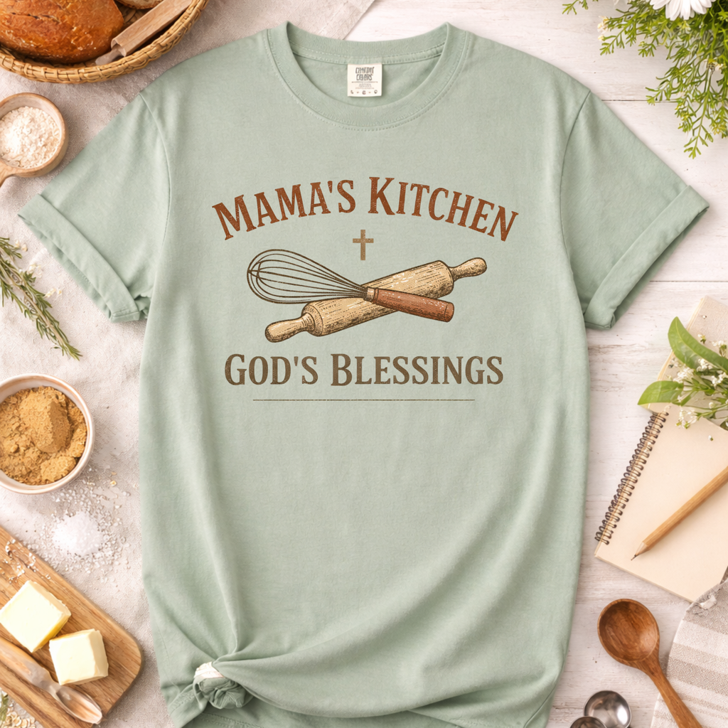 Mama's Kitchen God's Blessings Christian Mom T-Shirt