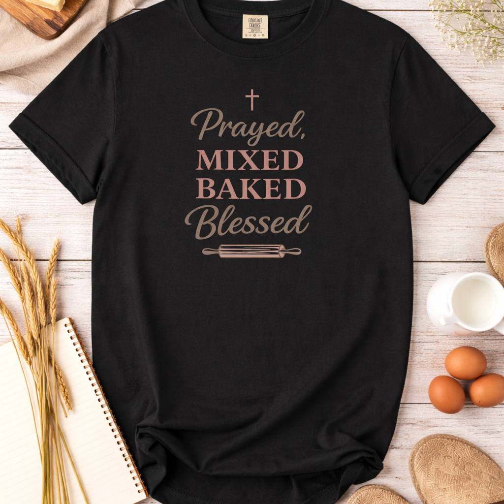 Prayed, Mixed, Baked, Blessed Baking T-shirt