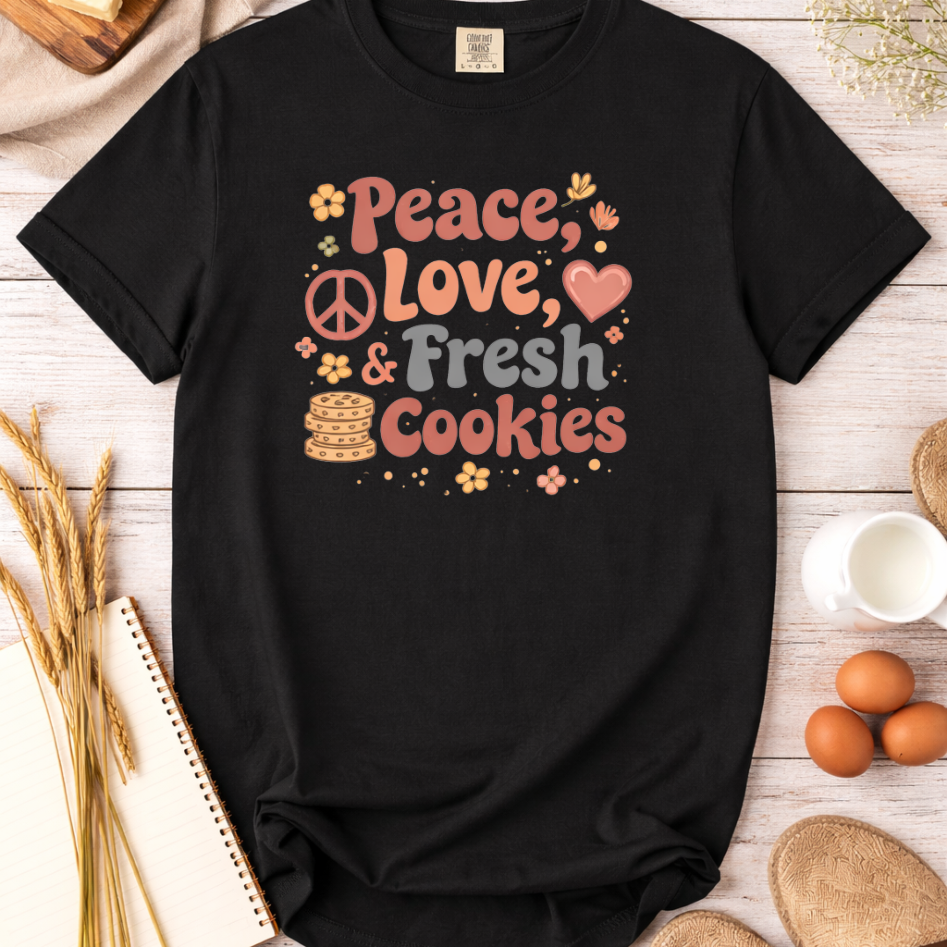 Peace, Love, and Fresh Cookies Baking T-shirt