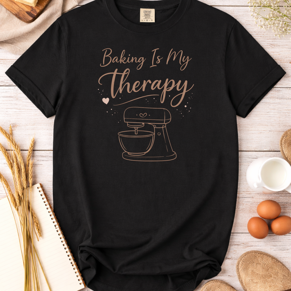 Baking Is My Therapy Mixer T-Shirt — Funny Baker Gift Tee