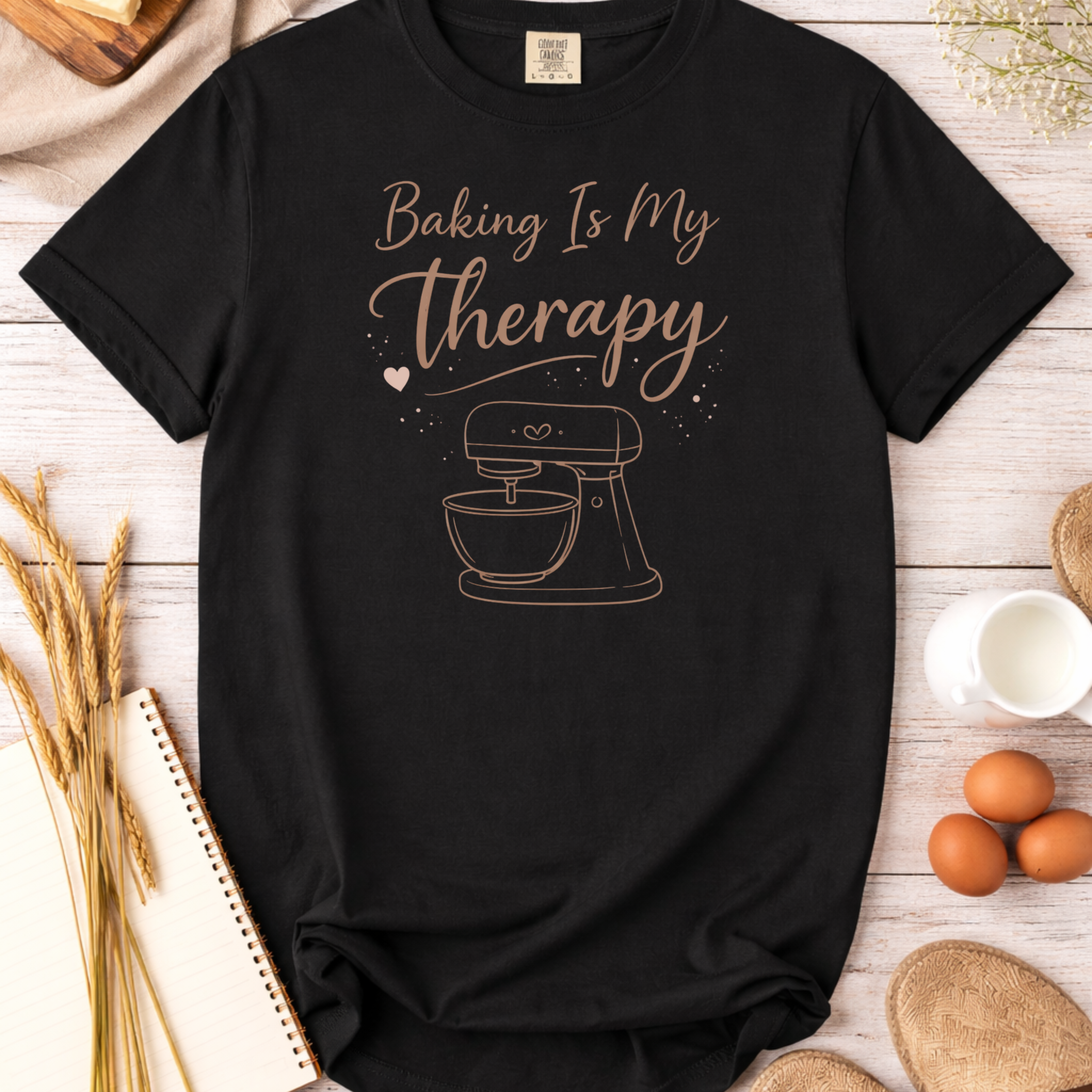 Baking Is My Therapy Mixer T-Shirt — Funny Baker Gift Tee