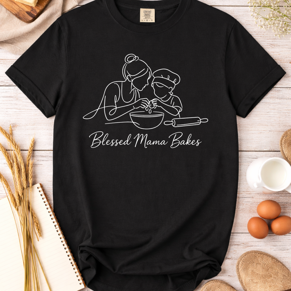Blessed Mama Bakes Line Drawn Shirt