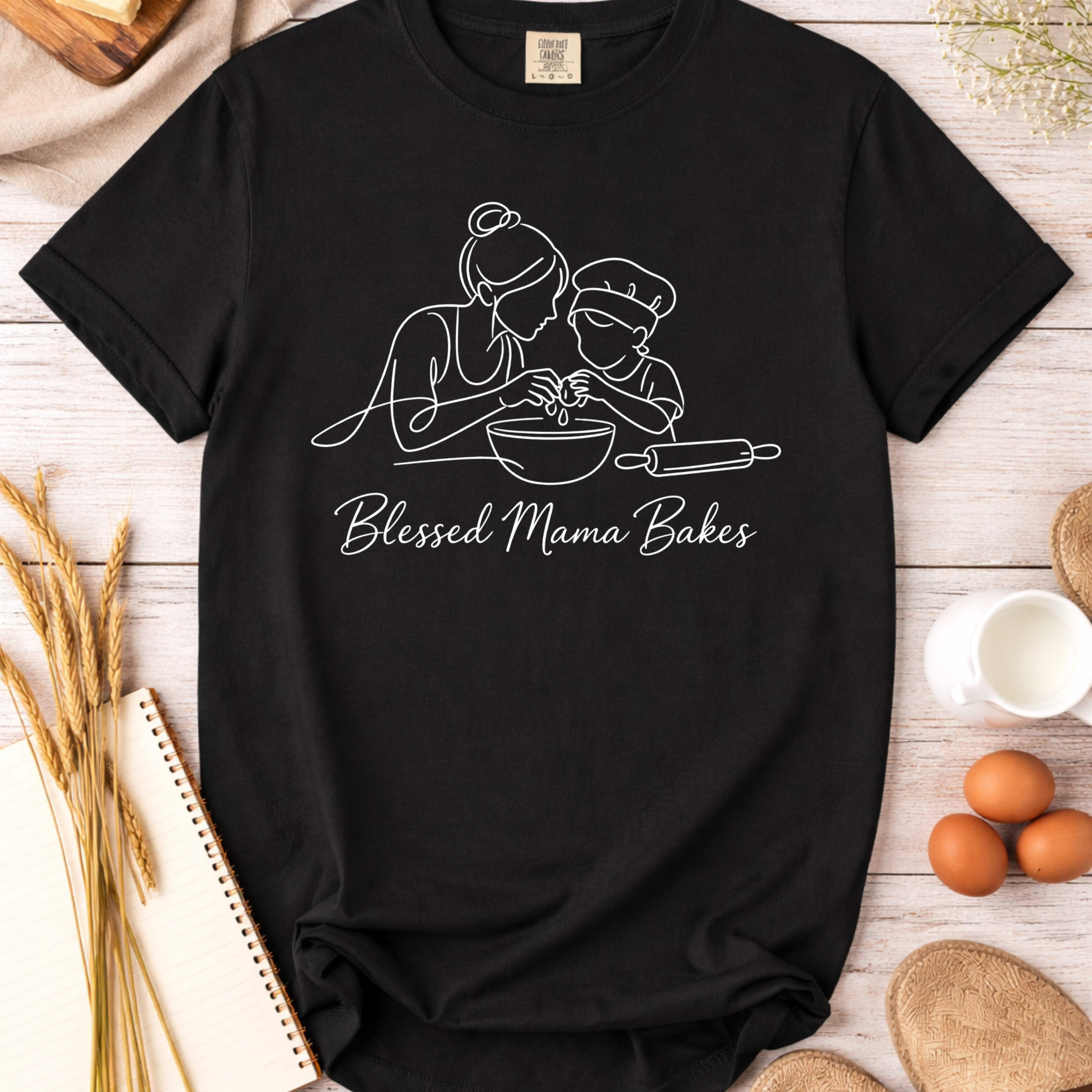 Blessed Mama Bakes Line Drawn Shirt