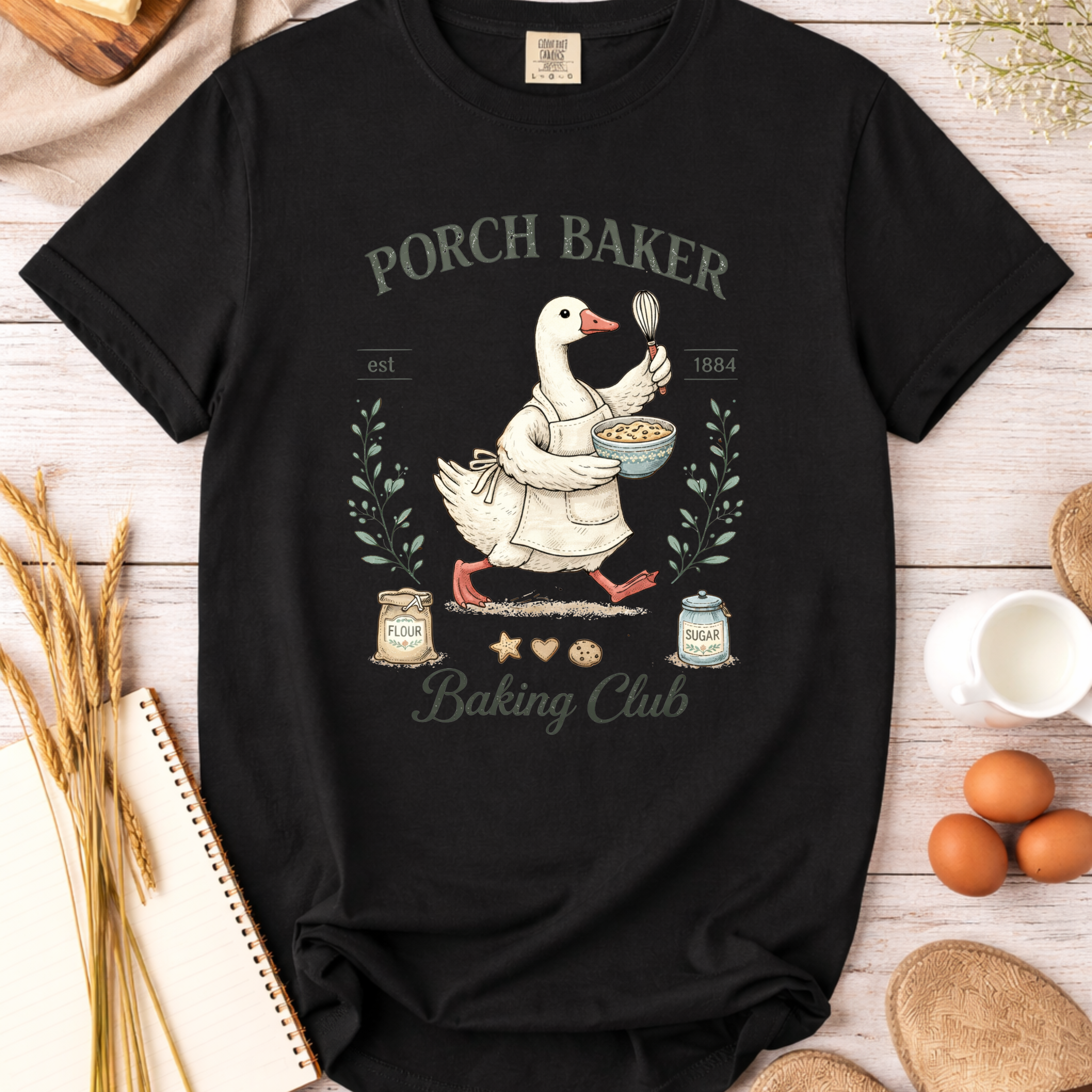 Porch Baker Goose Baking Club T-Shirt — Funny Baking Shirt