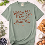 Mom Baker T-Shirt — "Raising Kids and Dough at the Same Time" Funny Mom Tee