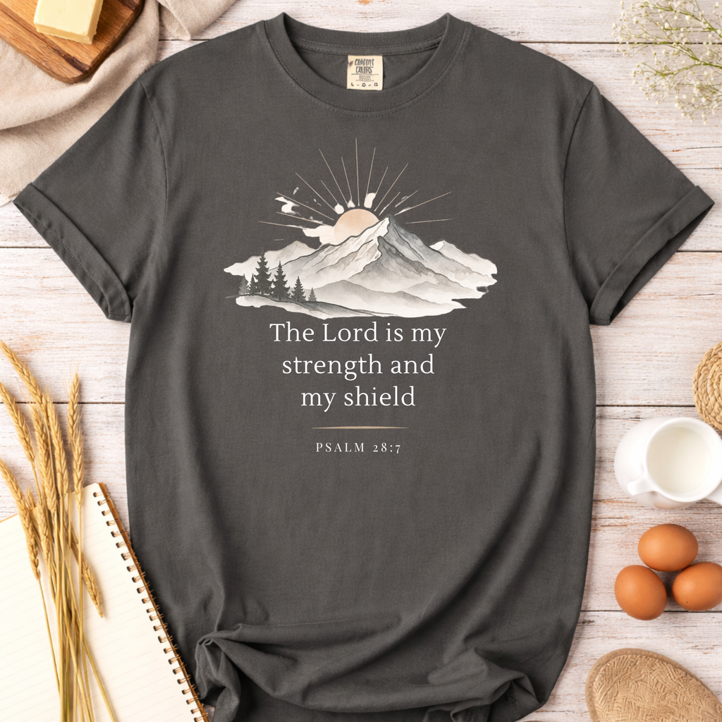Christian T-Shirt — "The Lord Is My Strength and My Shield" Inspirational Faith Tee