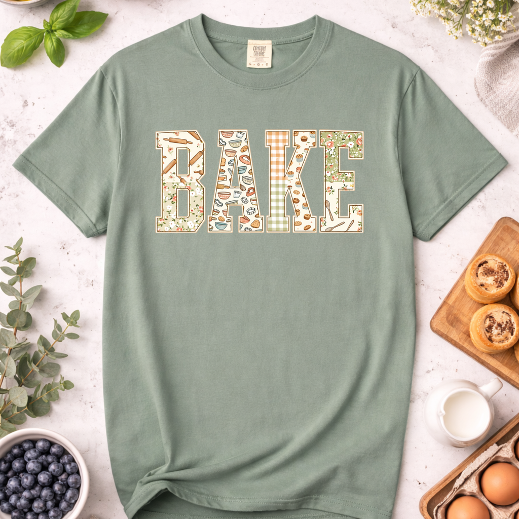 Faux Quilted Bake Pattern T-Shirt
