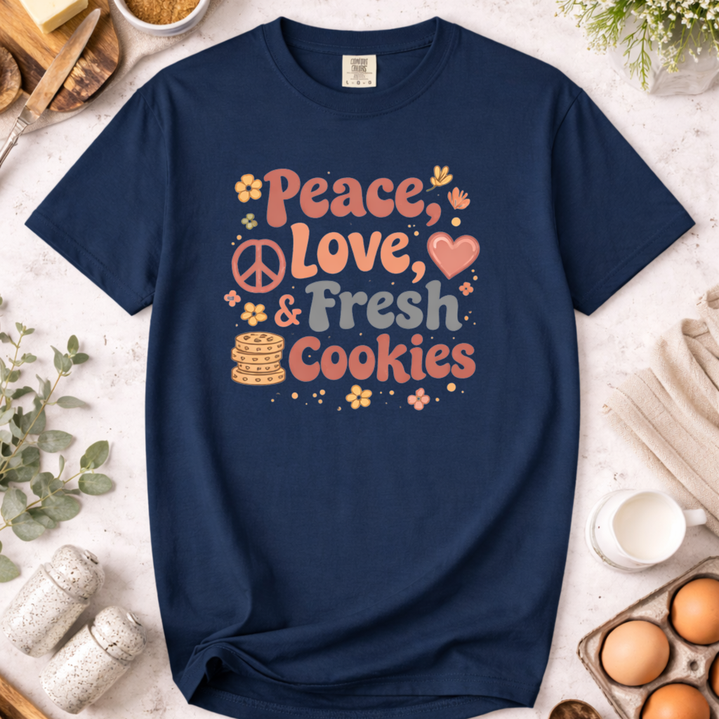 Peace, Love, and Fresh Cookies Baking T-shirt