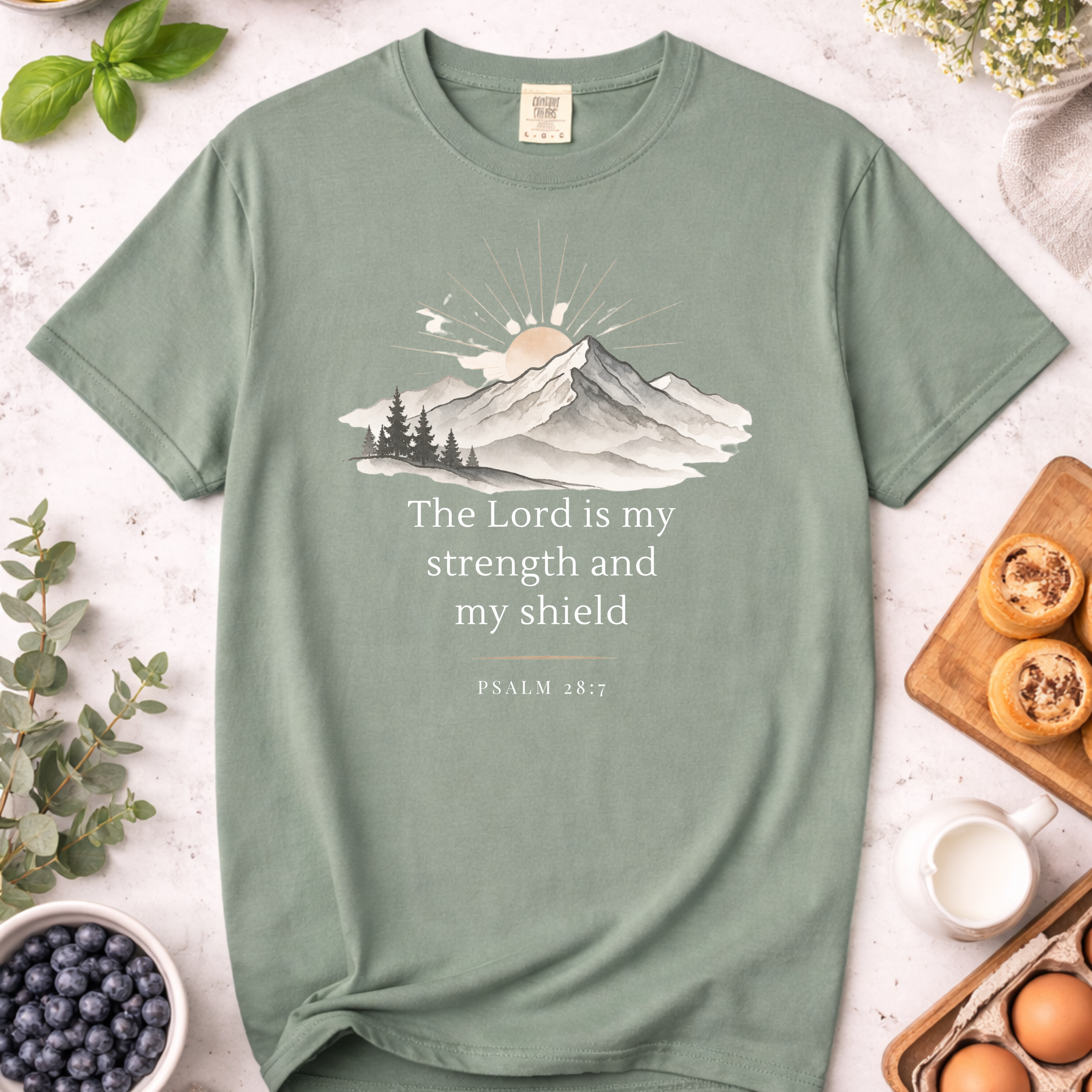 Christian T-Shirt — "The Lord Is My Strength and My Shield" Inspirational Faith Tee