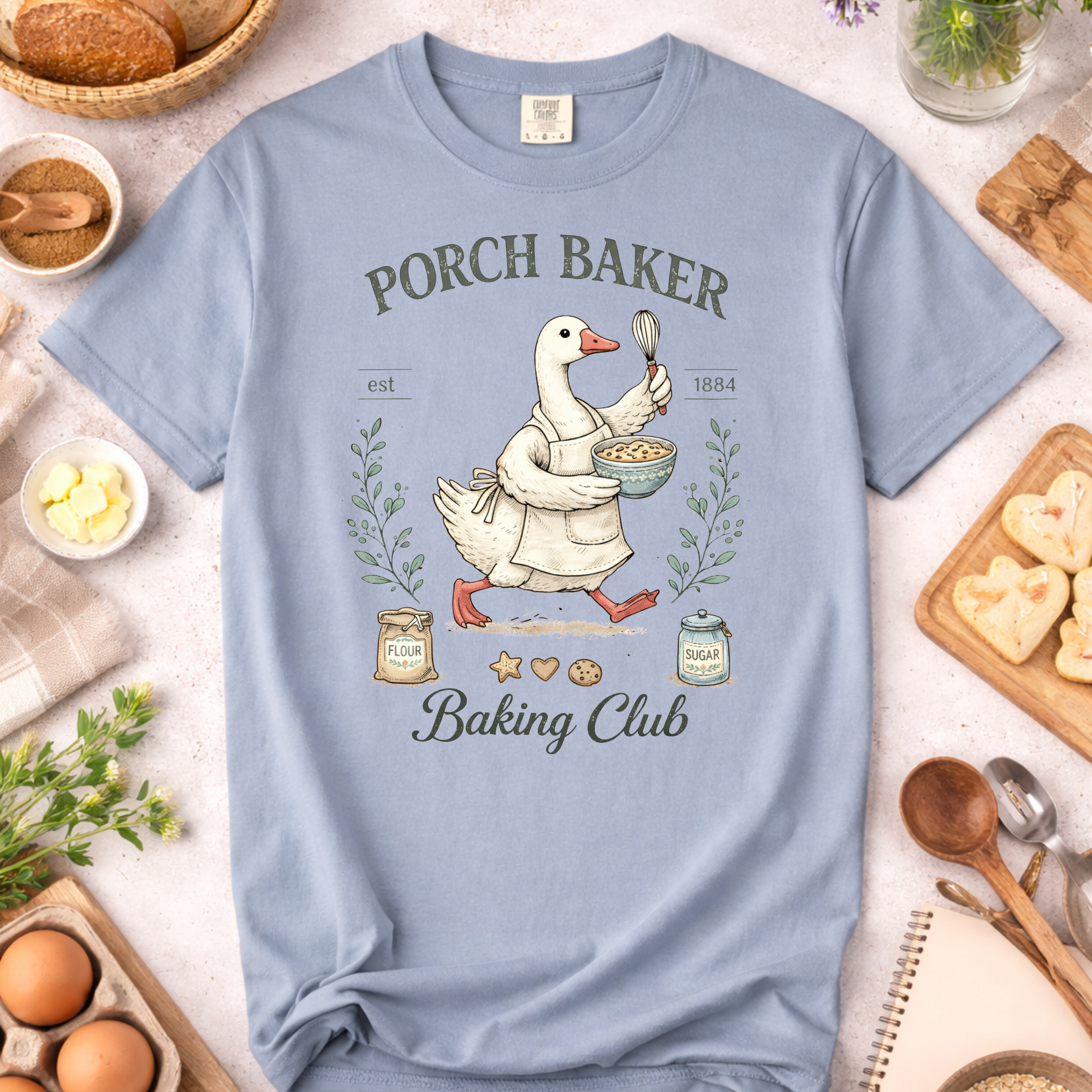 Porch Baker Goose Baking Club T-Shirt — Funny Baking Shirt