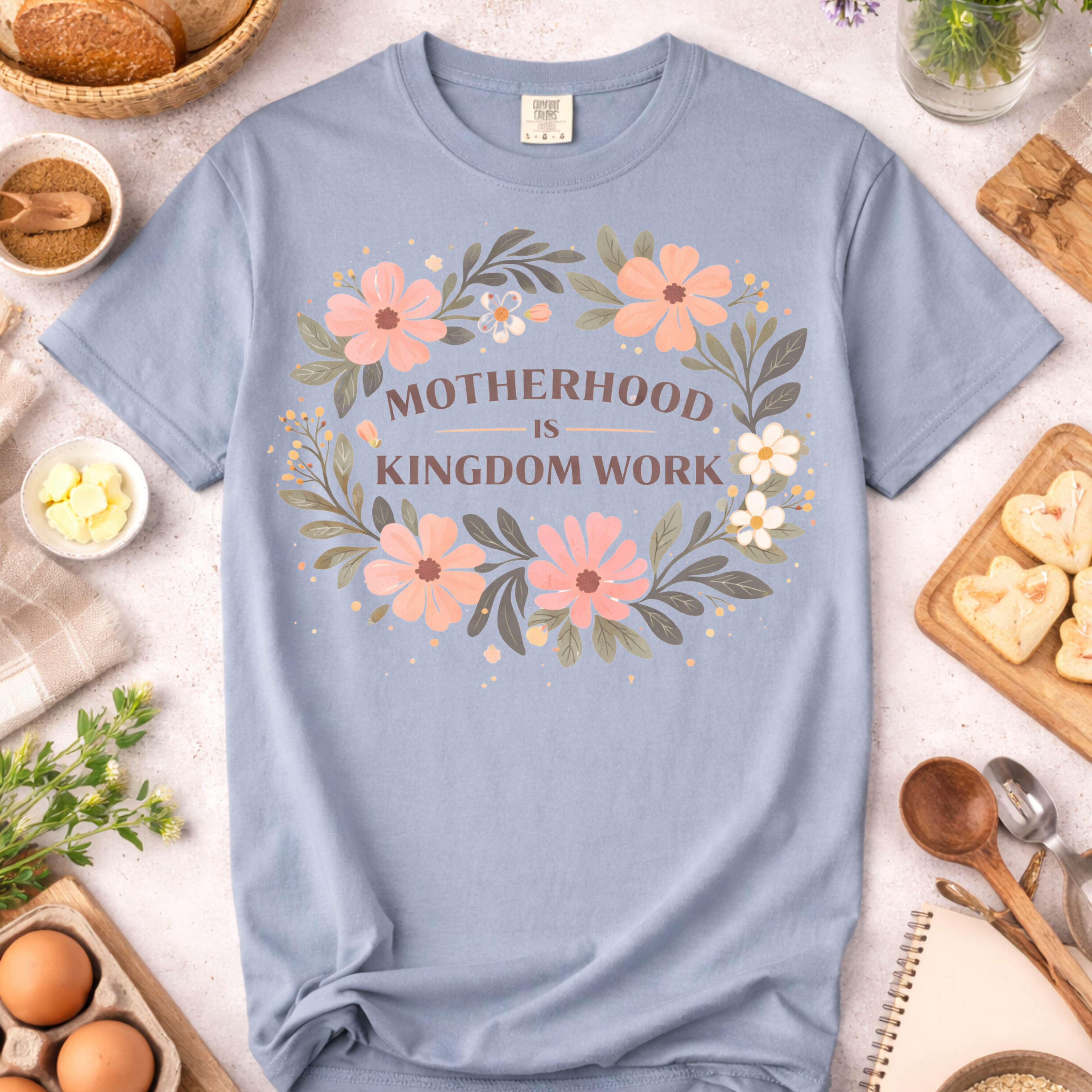 Motherhood Is Kingdom Work Floral T-Shirt