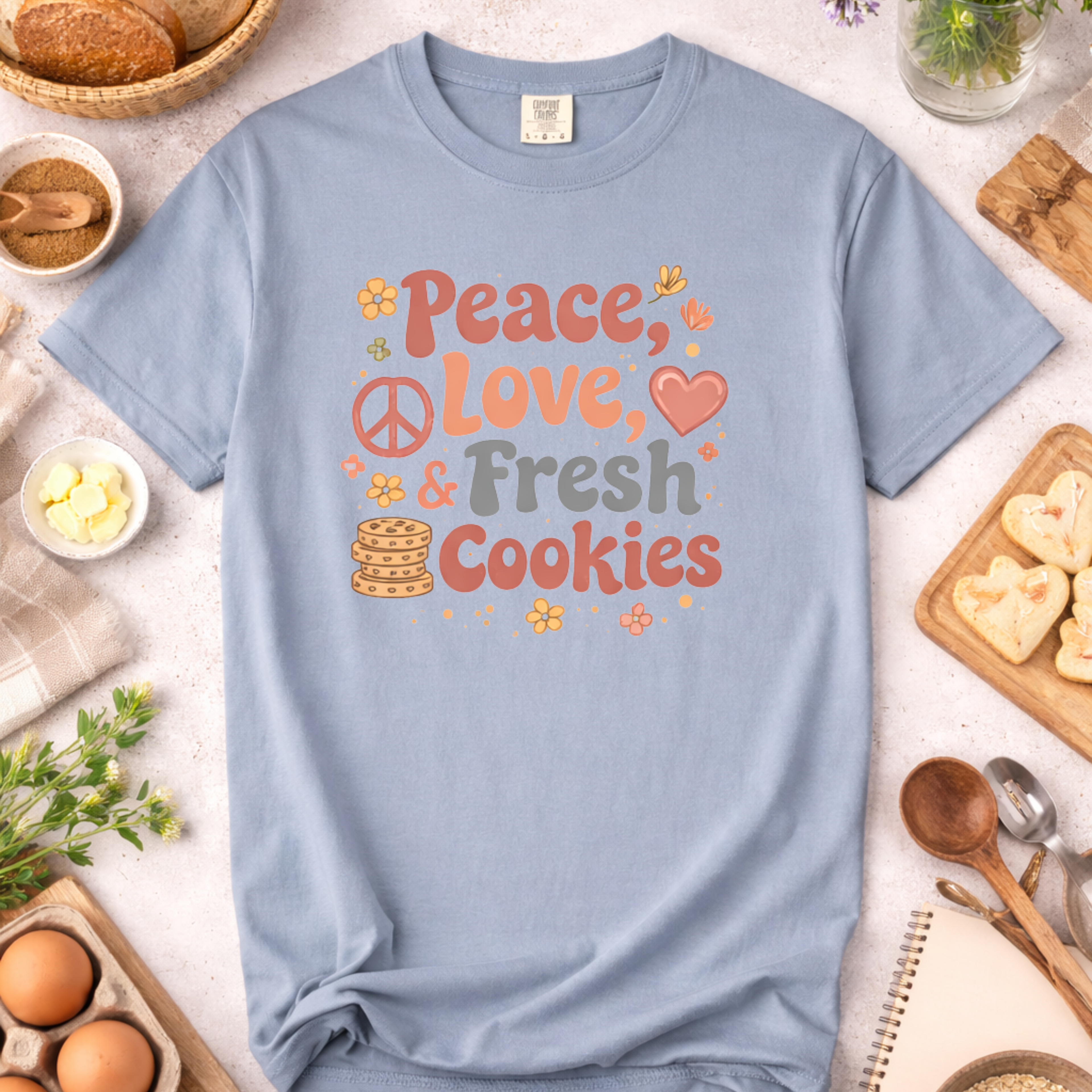 Peace, Love, and Fresh Cookies Baking T-shirt