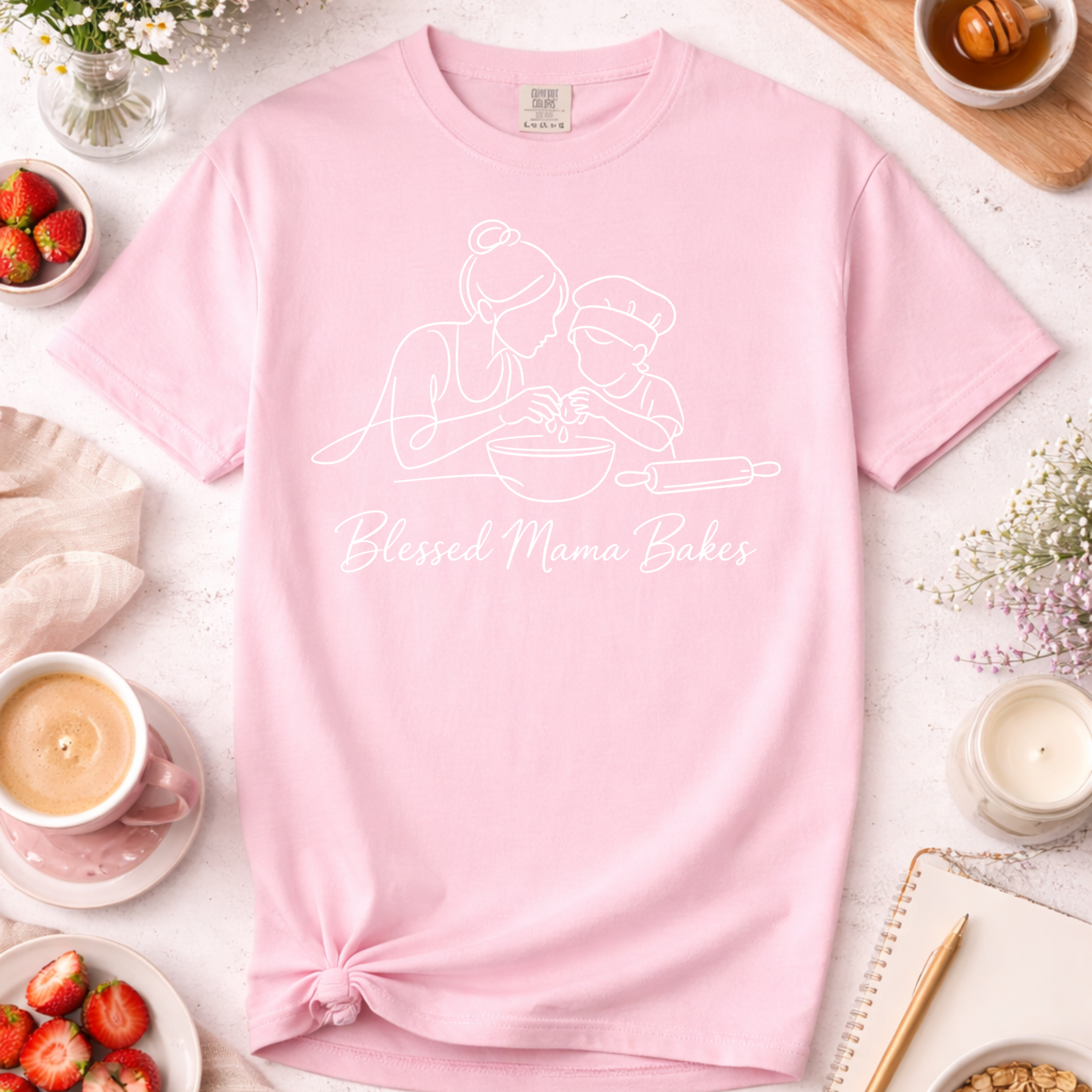 Blessed Mama Bakes Line Drawn Shirt