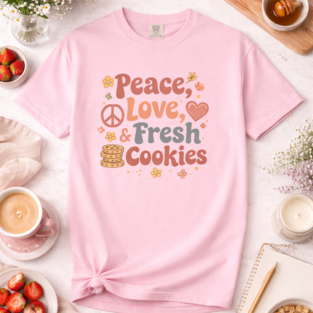 Peace, Love, and Fresh Cookies Baking T-shirt