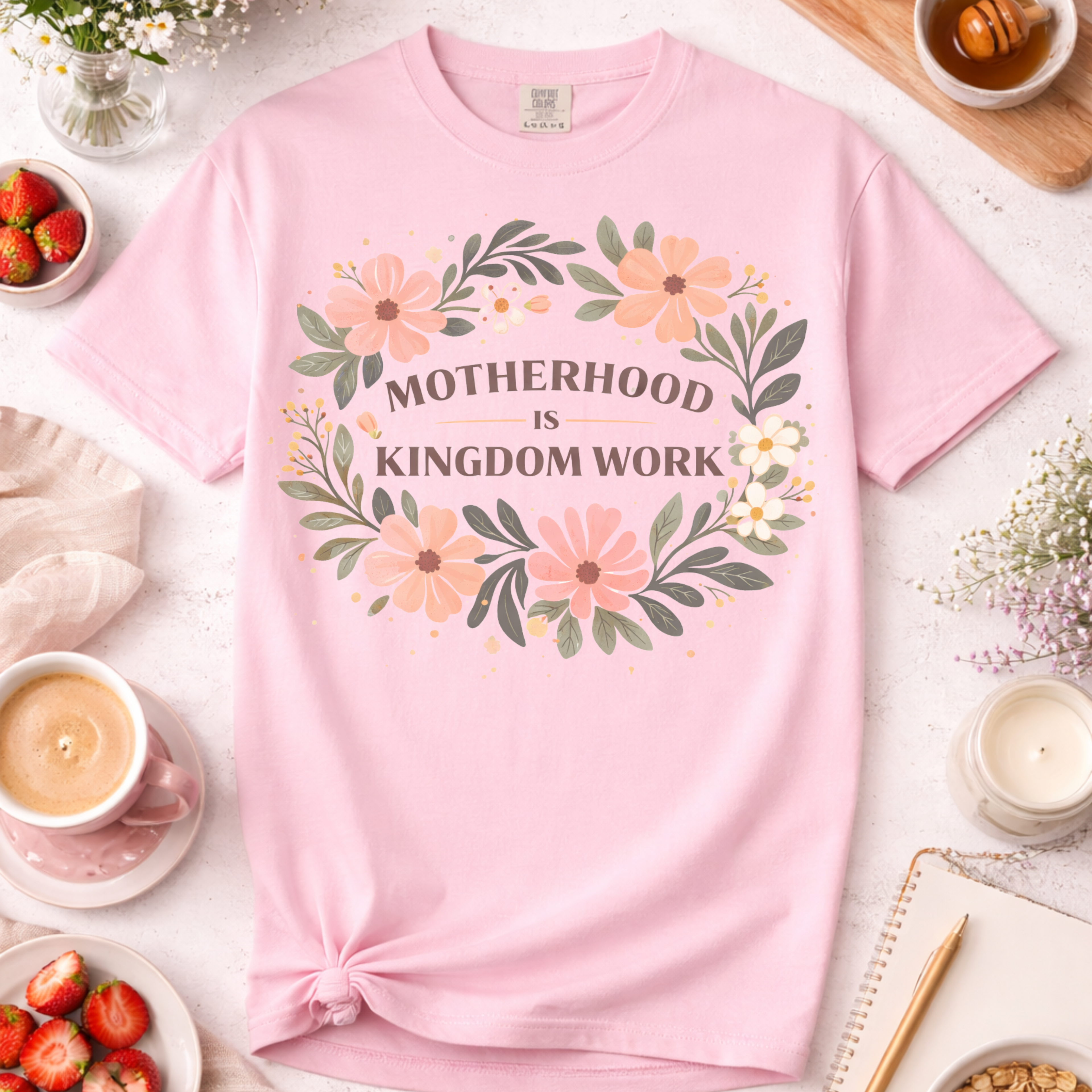 Motherhood Is Kingdom Work Floral T-Shirt