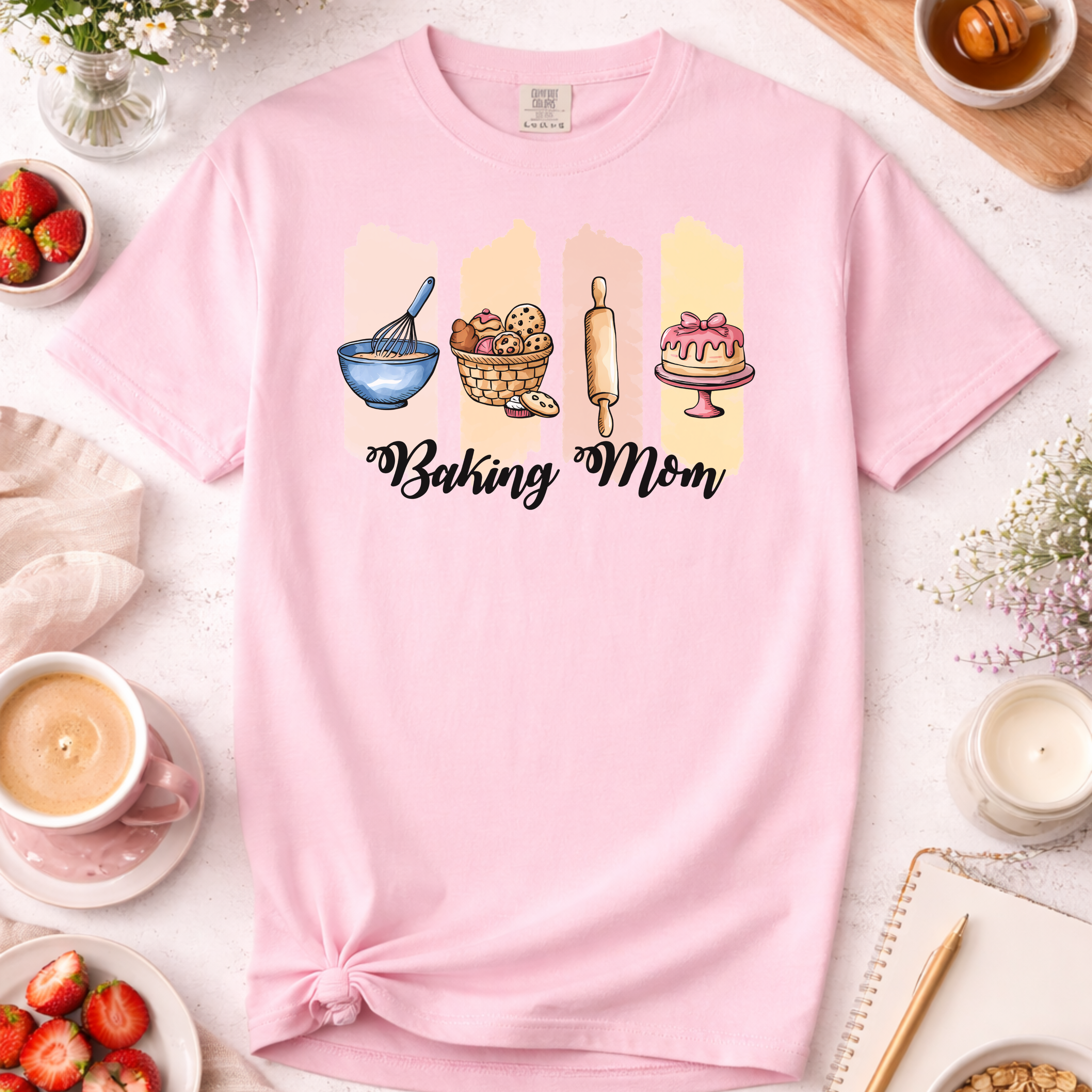 Baking Mom Paint Brush Graphic T-Shirt