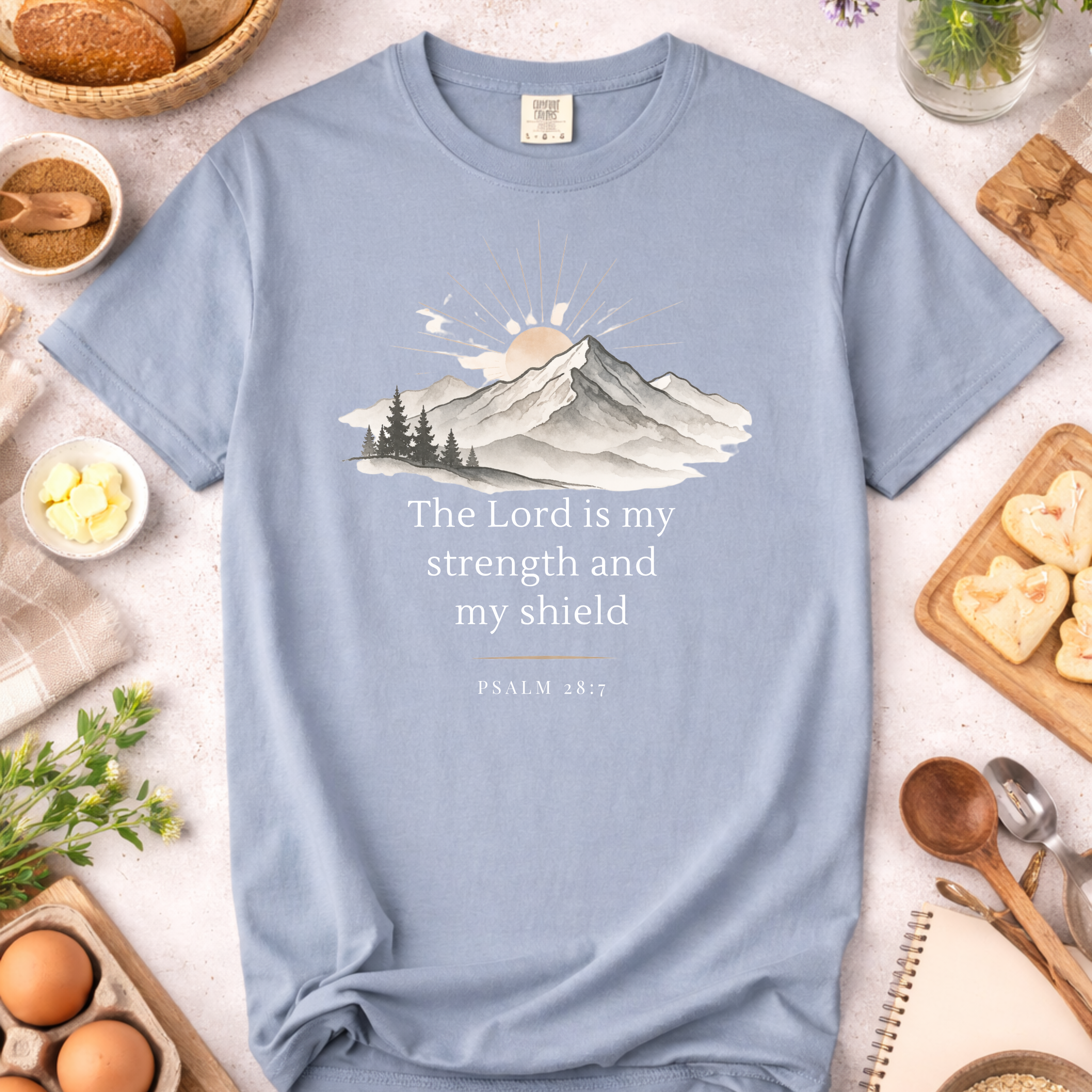 Christian T-Shirt — "The Lord Is My Strength and My Shield" Inspirational Faith Tee