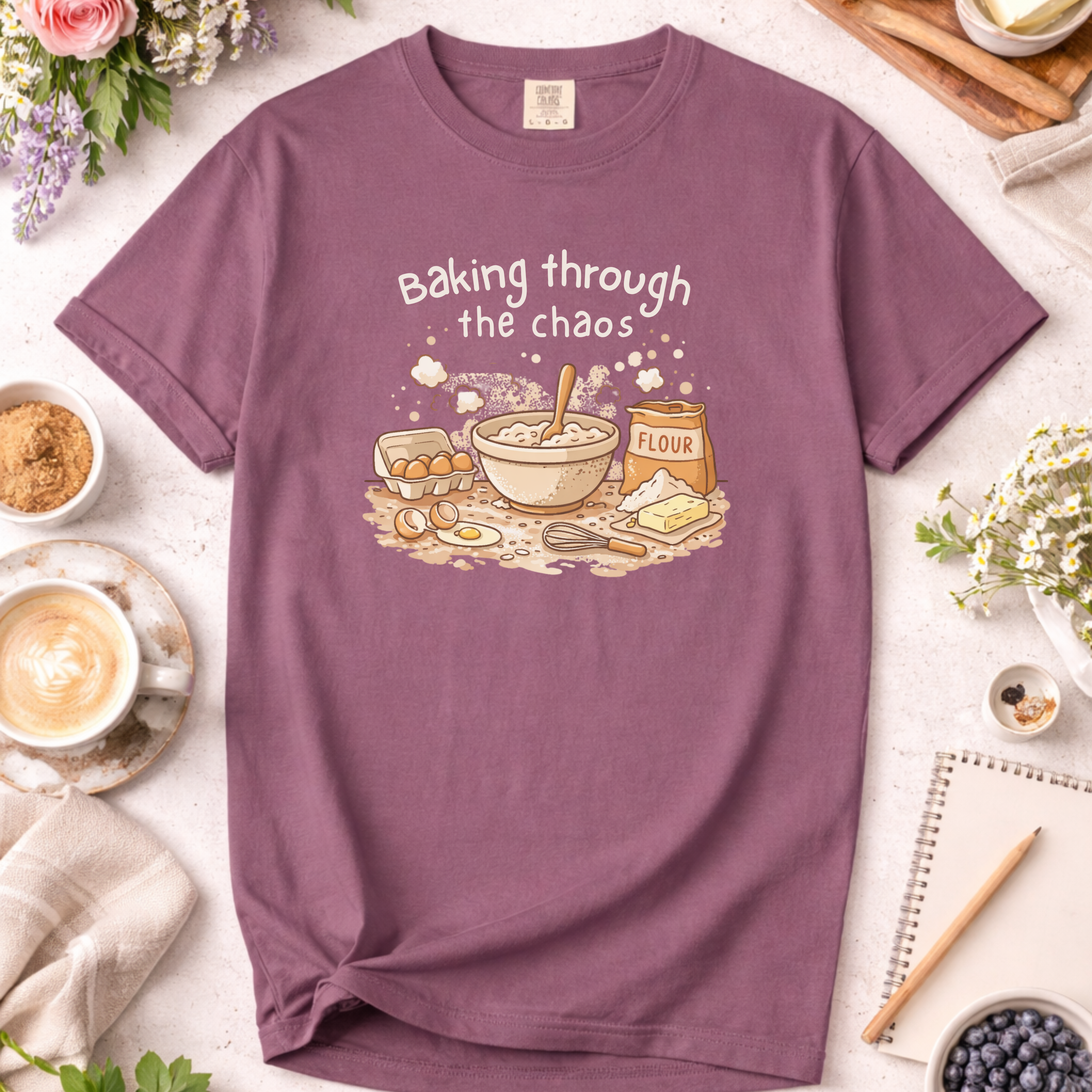 Baking Through the Chaos Mom T-Shirt — Funny Baking Mom Tee