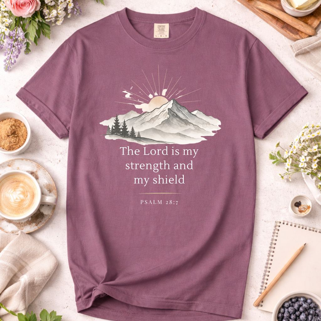 Christian T-Shirt — "The Lord Is My Strength and My Shield" Inspirational Faith Tee