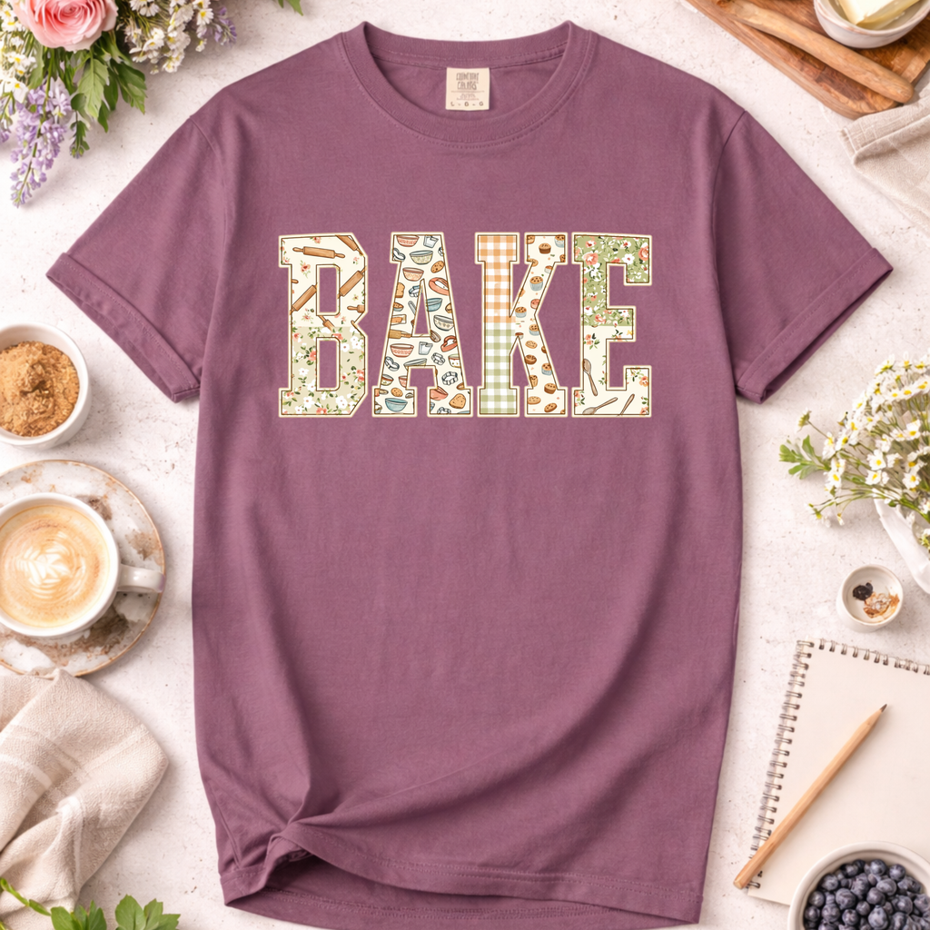 Faux Quilted Bake Pattern T-Shirt