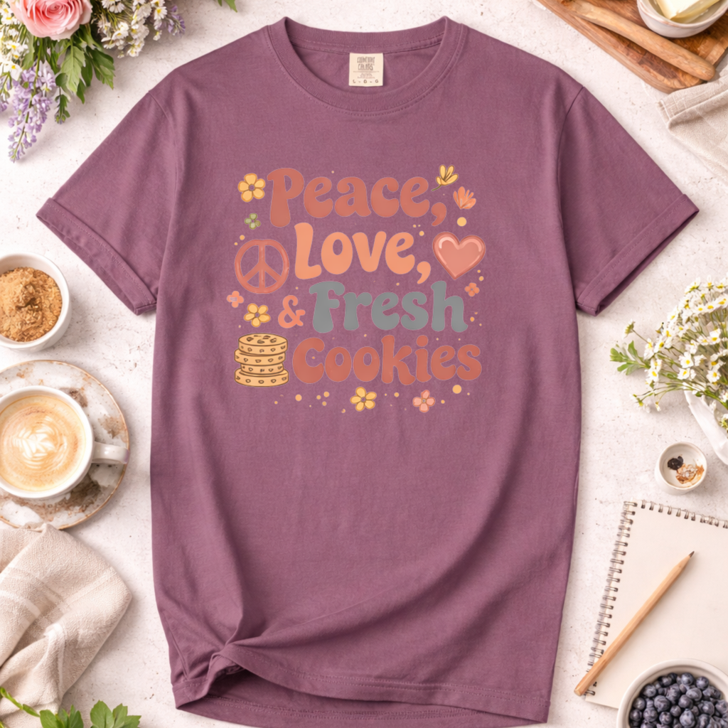 Peace, Love, and Fresh Cookies Baking T-shirt