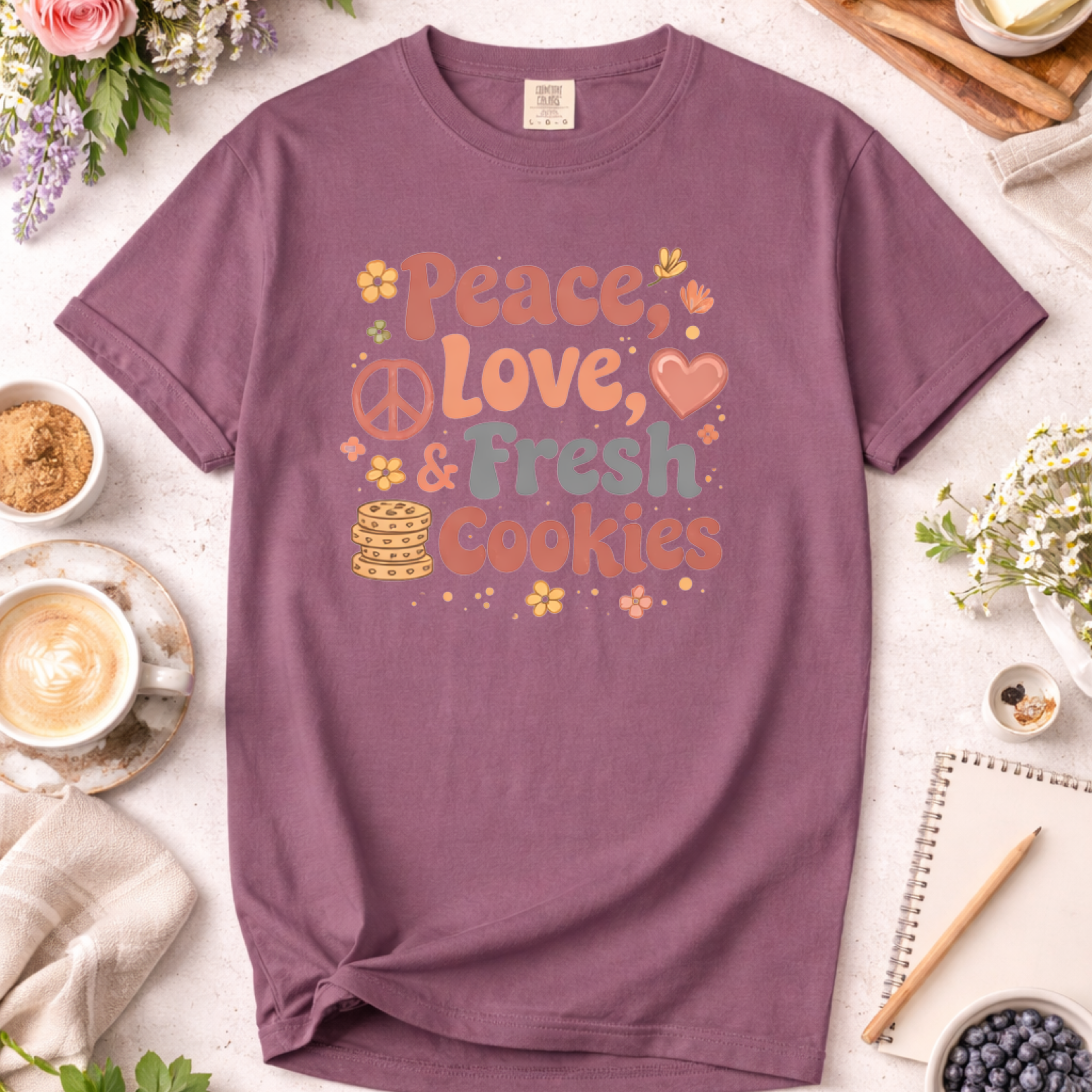 Peace, Love, and Fresh Cookies Baking T-shirt