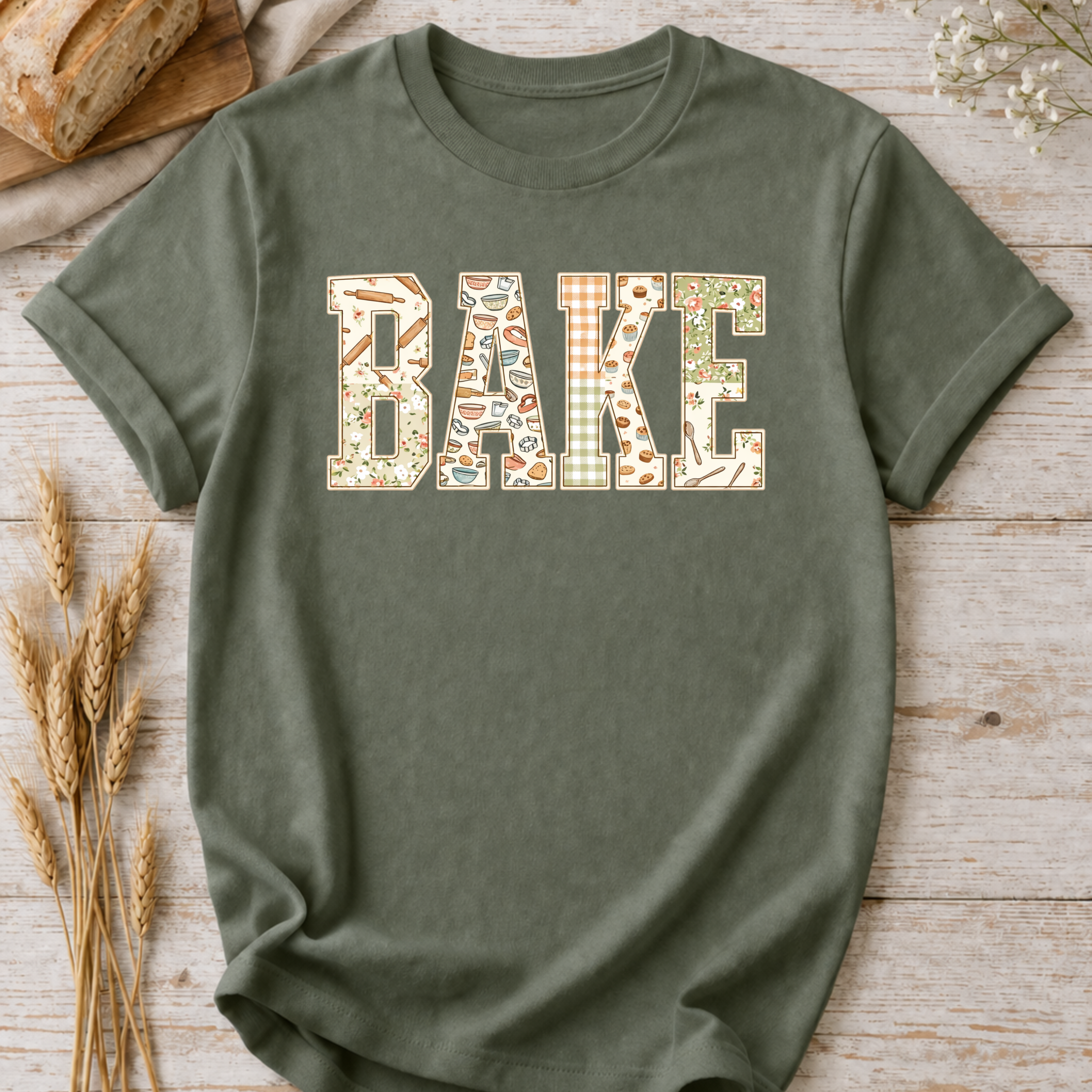 Faux Quilted Bake Pattern T-Shirt